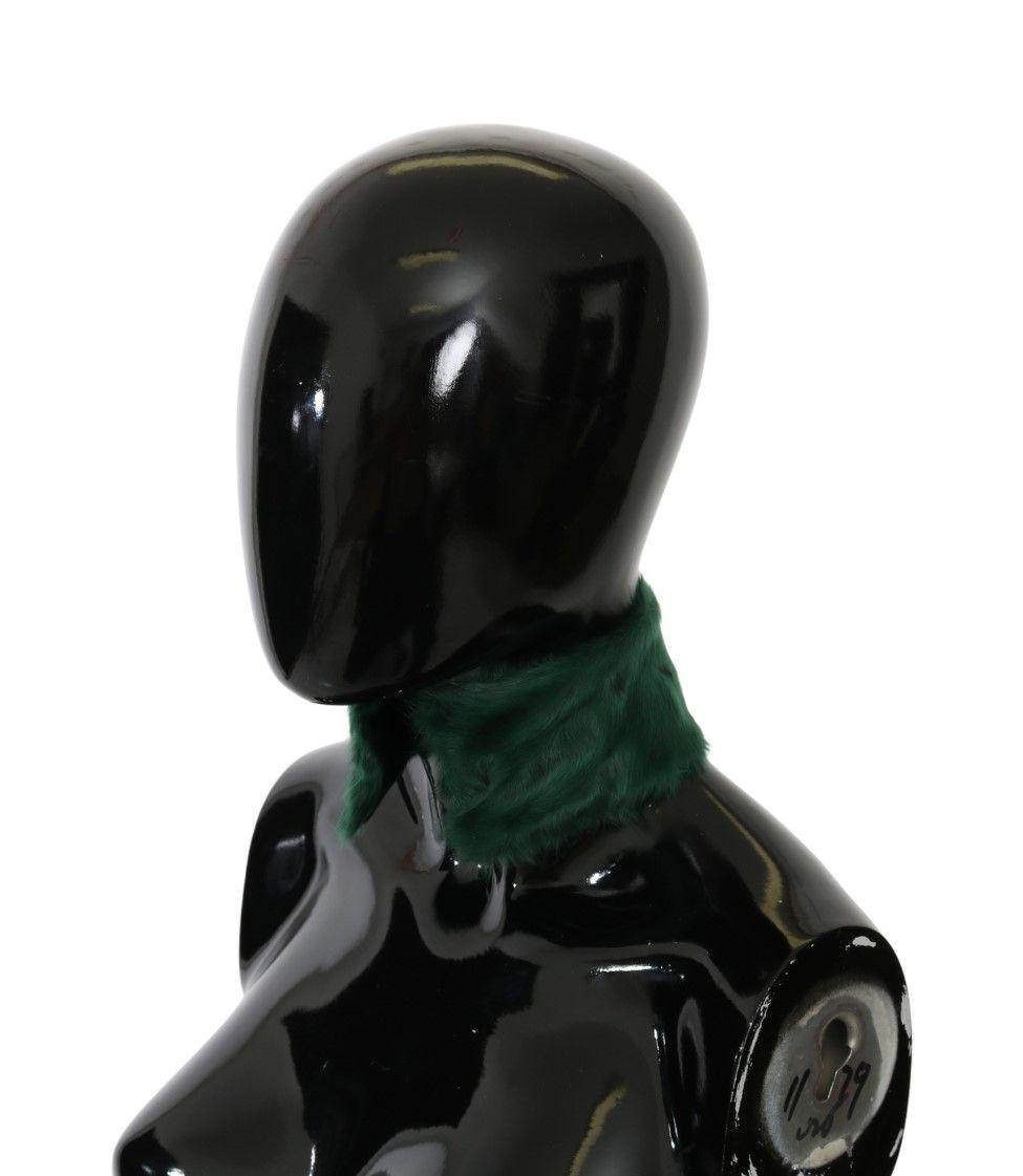 Dolce & Gabbana Green Fur Neck Collar Wrap Lambskin Scarf - Hilstor