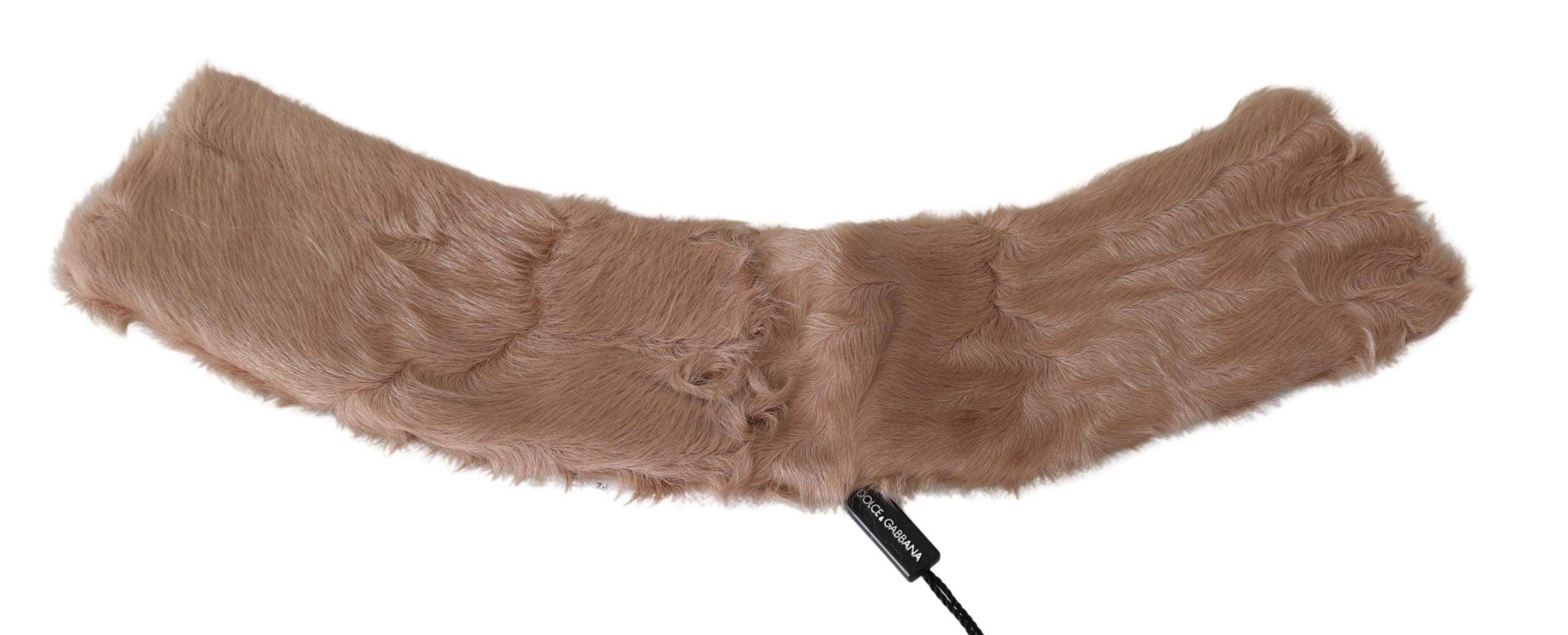 Dolce & Gabbana Beige Fur Neck Collar Lambskin Scarf - Hilstor