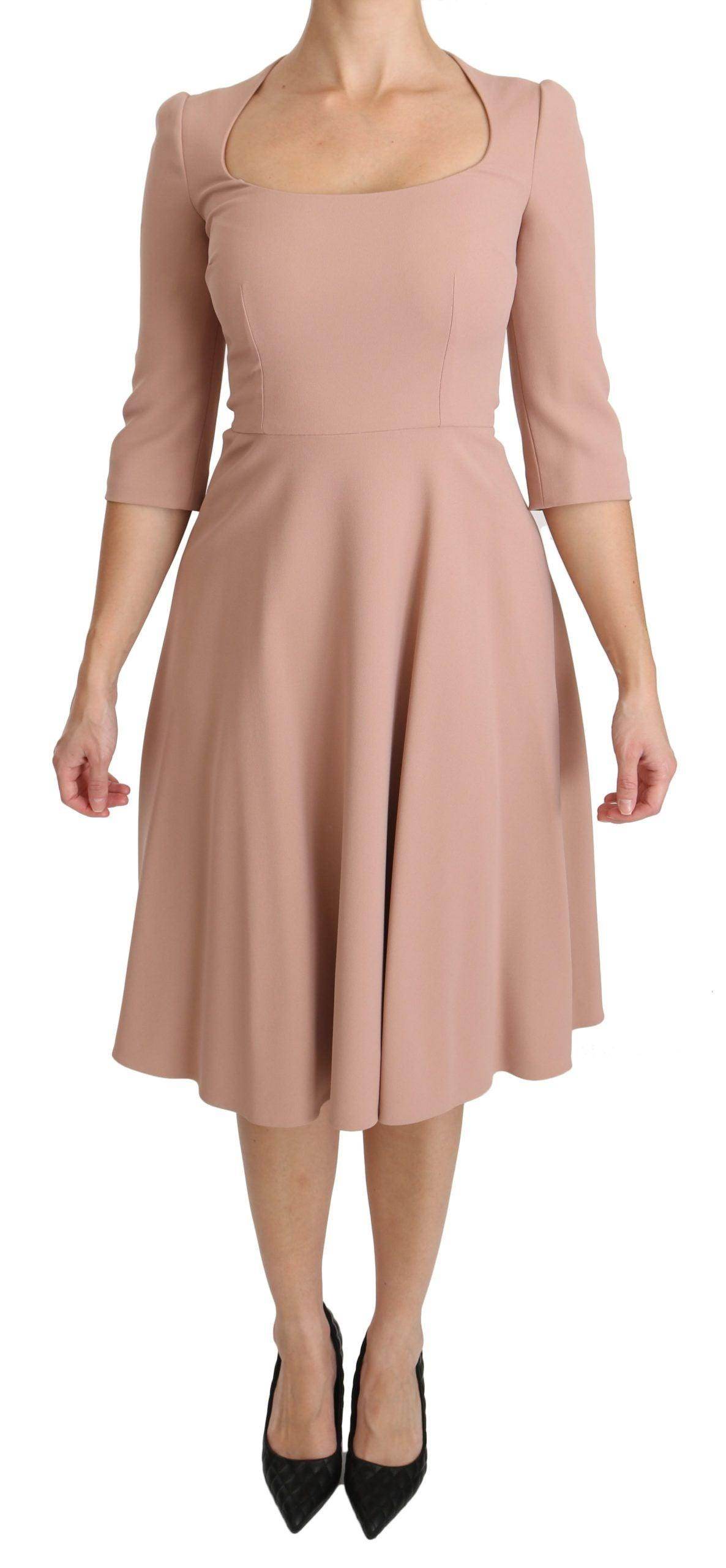 Dolce & Gabbana Elegant Light Pink A-Line Knee Length Dress - Hilstor