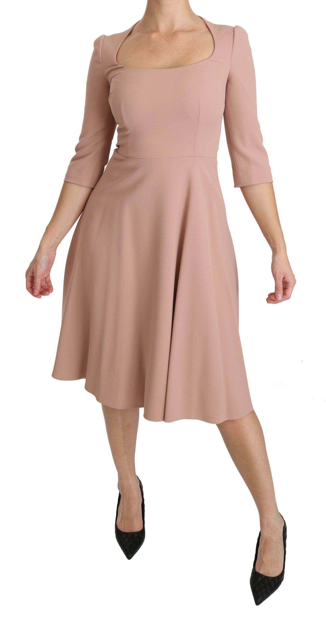 Dolce & Gabbana Elegant Light Pink A-Line Knee Length Dress - Hilstor