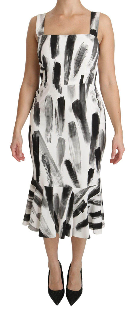 Dolce & Gabbana Chic Monochrome Sheath Midi Dress - Hilstor