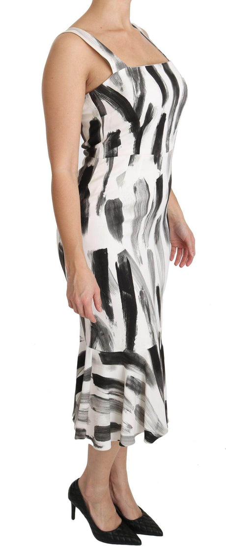 Dolce & Gabbana Chic Monochrome Sheath Midi Dress - Hilstor