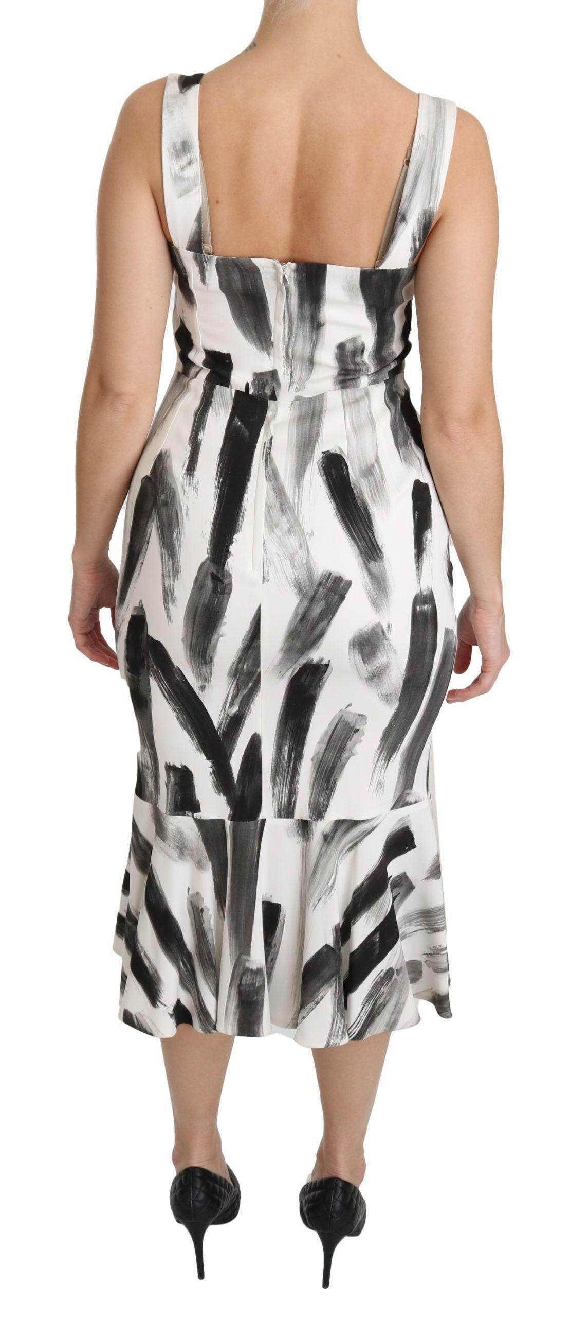 Dolce & Gabbana Chic Monochrome Sheath Midi Dress - Hilstor