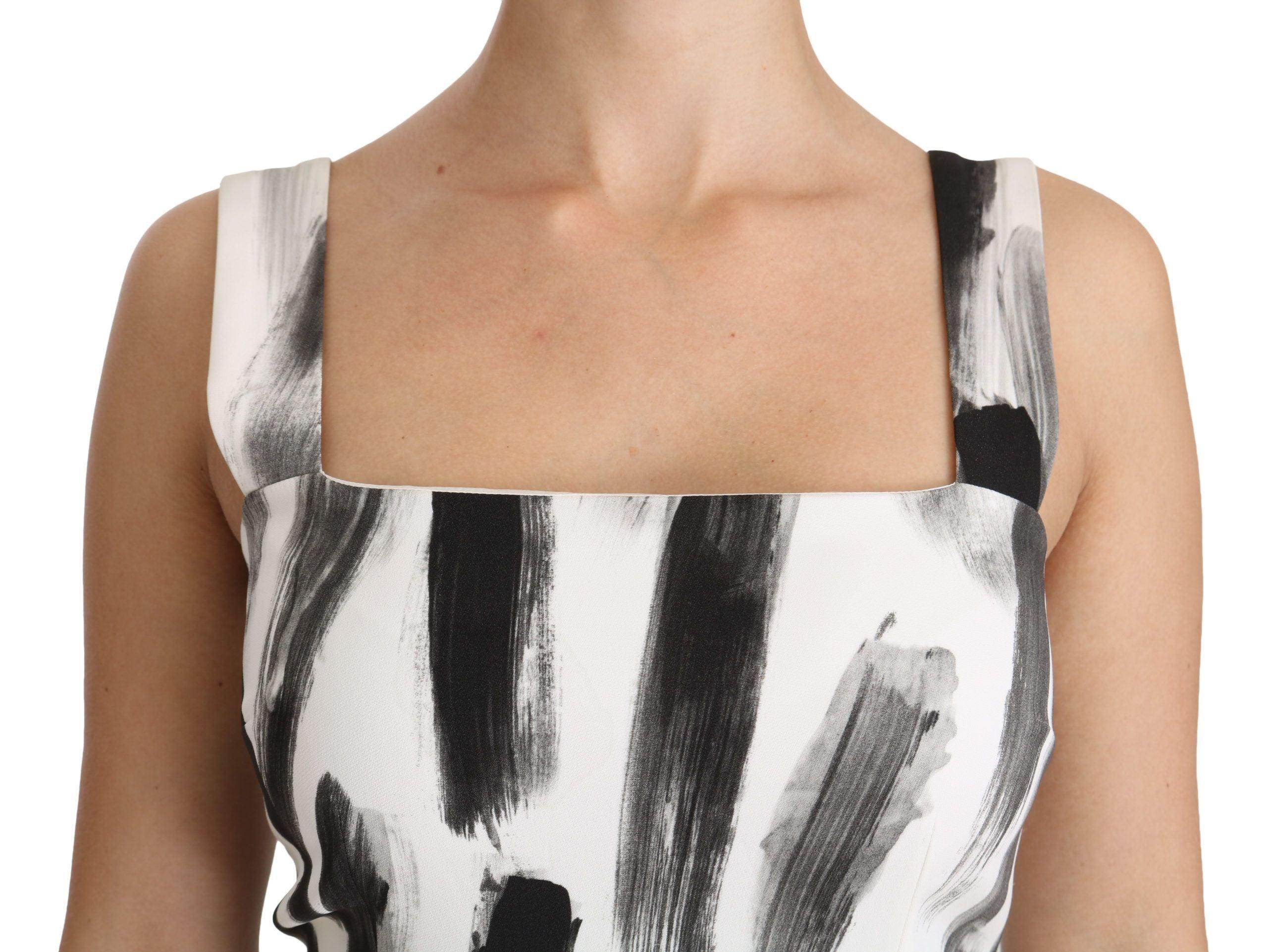 Dolce & Gabbana Chic Monochrome Sheath Midi Dress - Hilstor