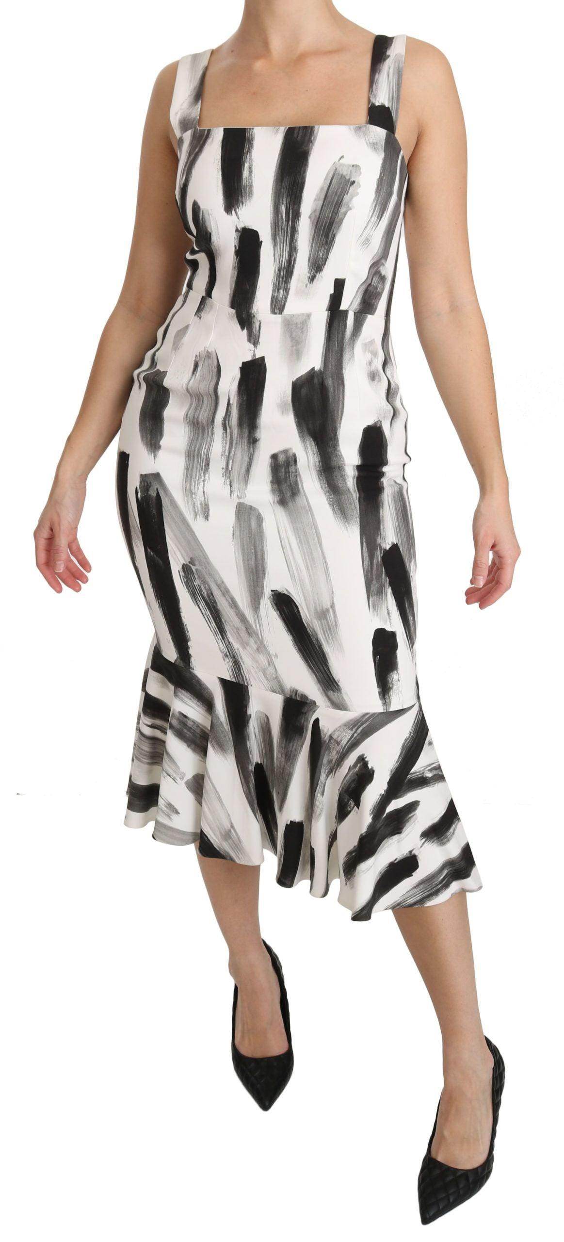 Dolce & Gabbana Chic Monochrome Sheath Midi Dress - Hilstor