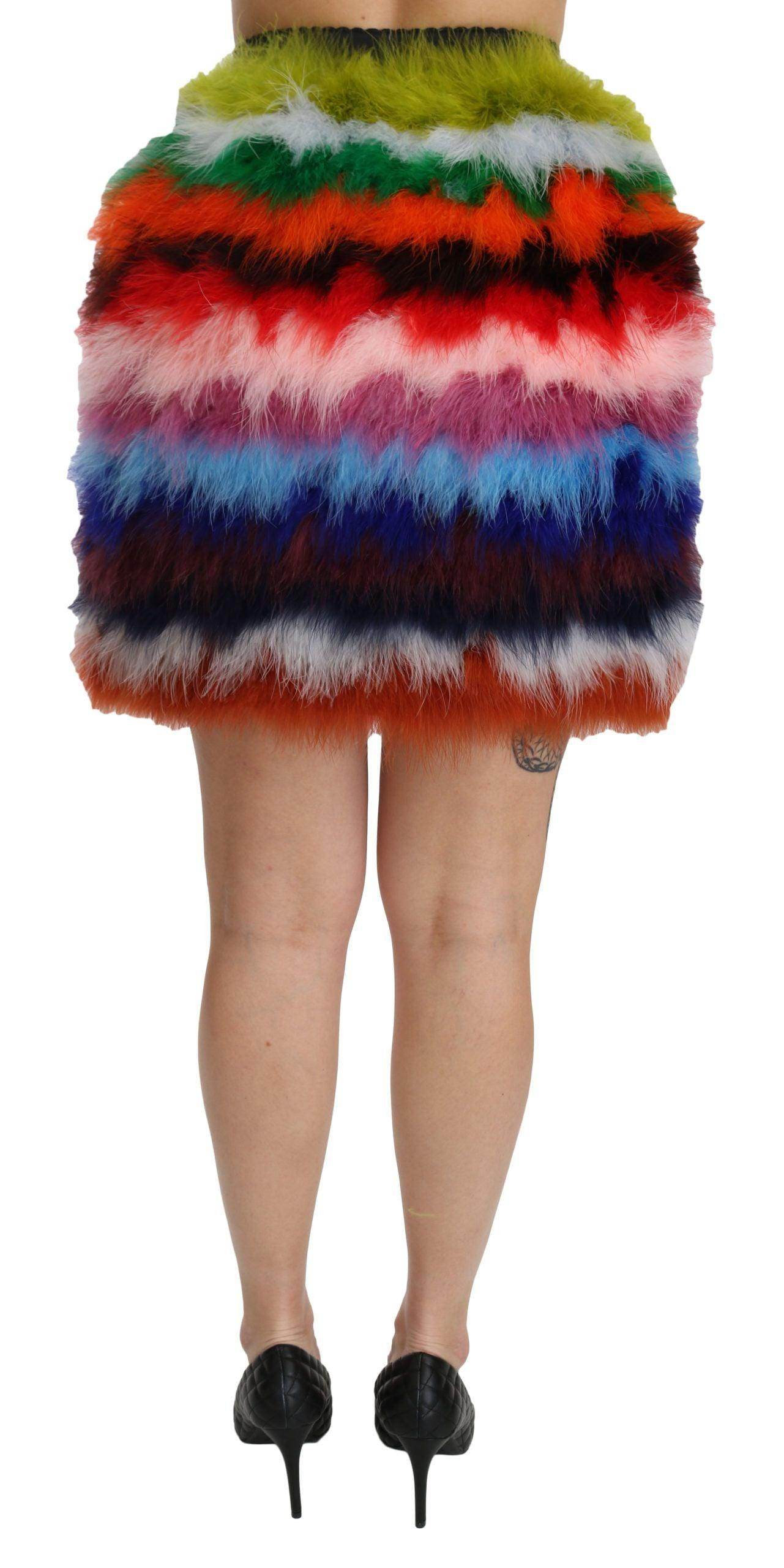 Dolce & Gabbana Chic Feather Embellished High Waist Skirt - Hilstor