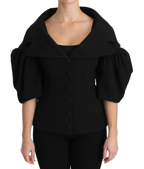 Dolce & Gabbana Black Formal Coat Virgin Wool Jacket - Hilstor