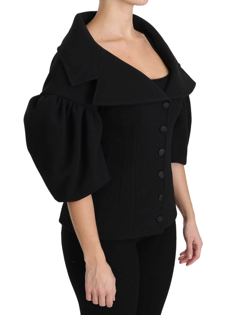 Dolce & Gabbana Black Formal Coat Virgin Wool Jacket - Hilstor