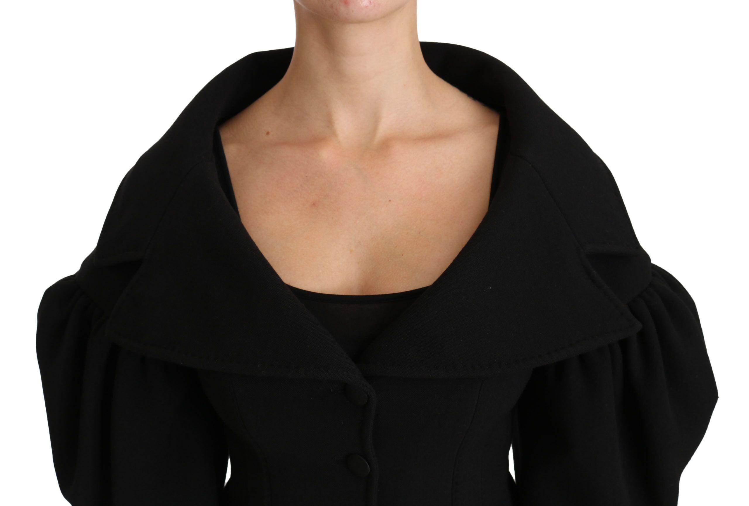 Dolce & Gabbana Black Formal Coat Virgin Wool Jacket - Hilstor