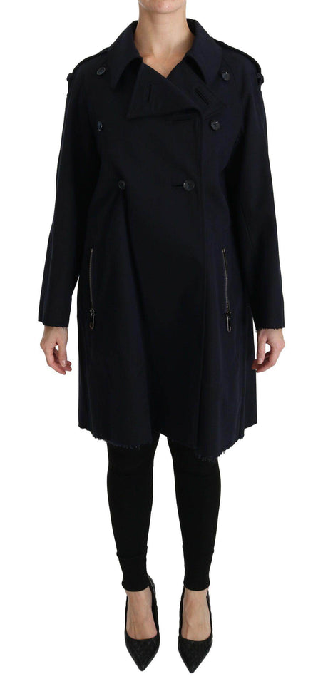 Dolce & Gabbana Coat Blue Cotton Women Trench Jacket - Hilstor