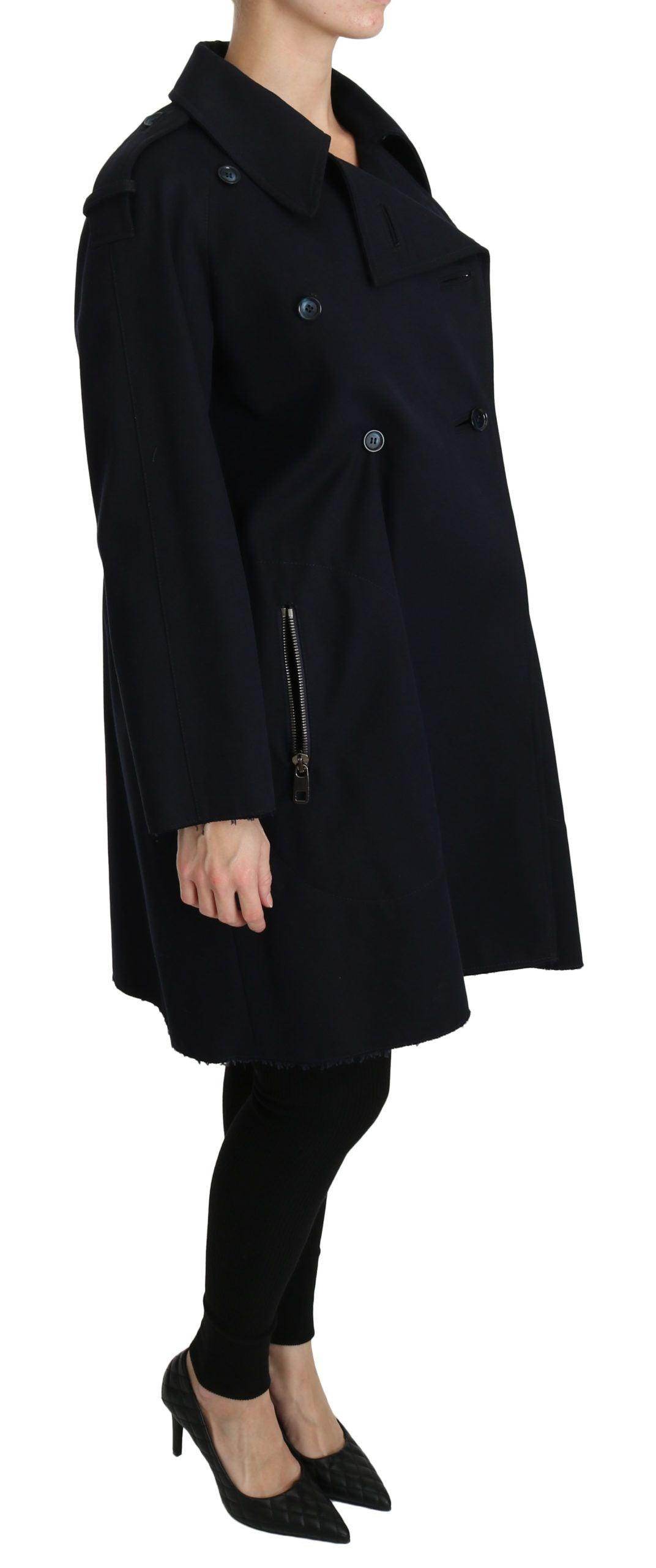 Dolce & Gabbana Coat Blue Cotton Women Trench Jacket - Hilstor