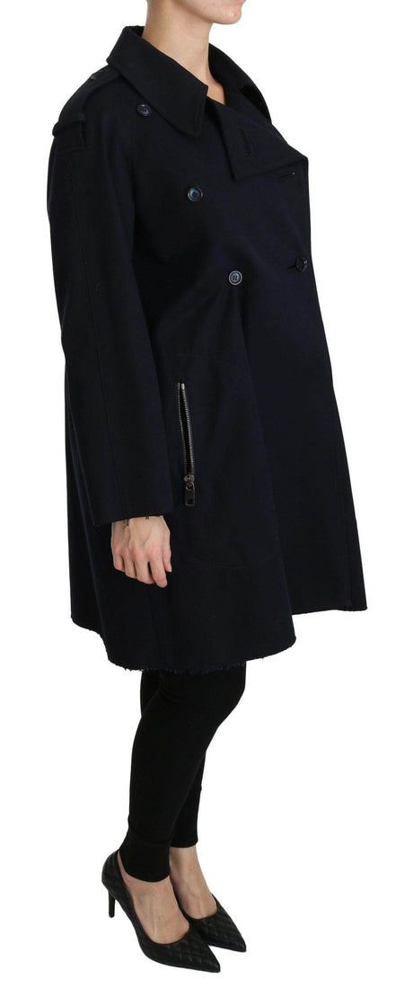 Dolce & Gabbana Coat Blue Cotton Women Trench Jacket - Hilstor