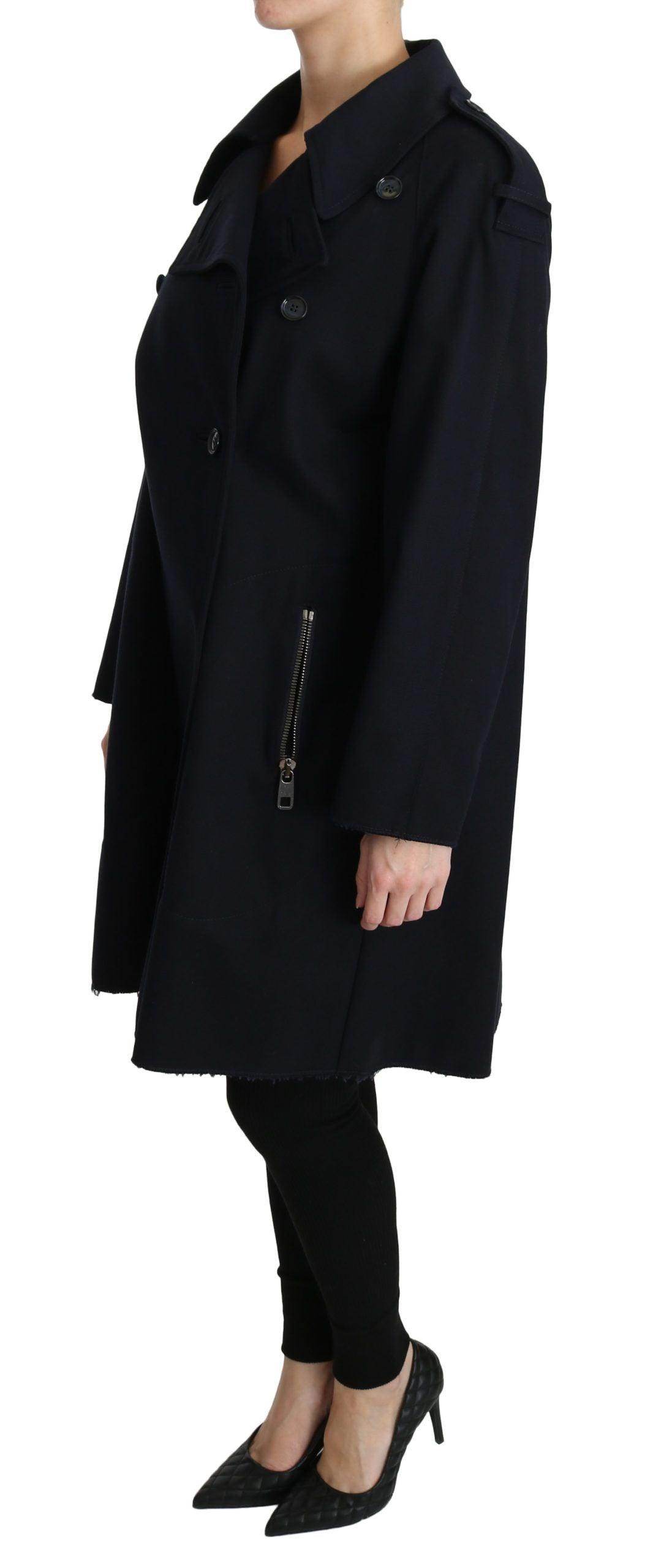 Dolce & Gabbana Coat Blue Cotton Women Trench Jacket - Hilstor