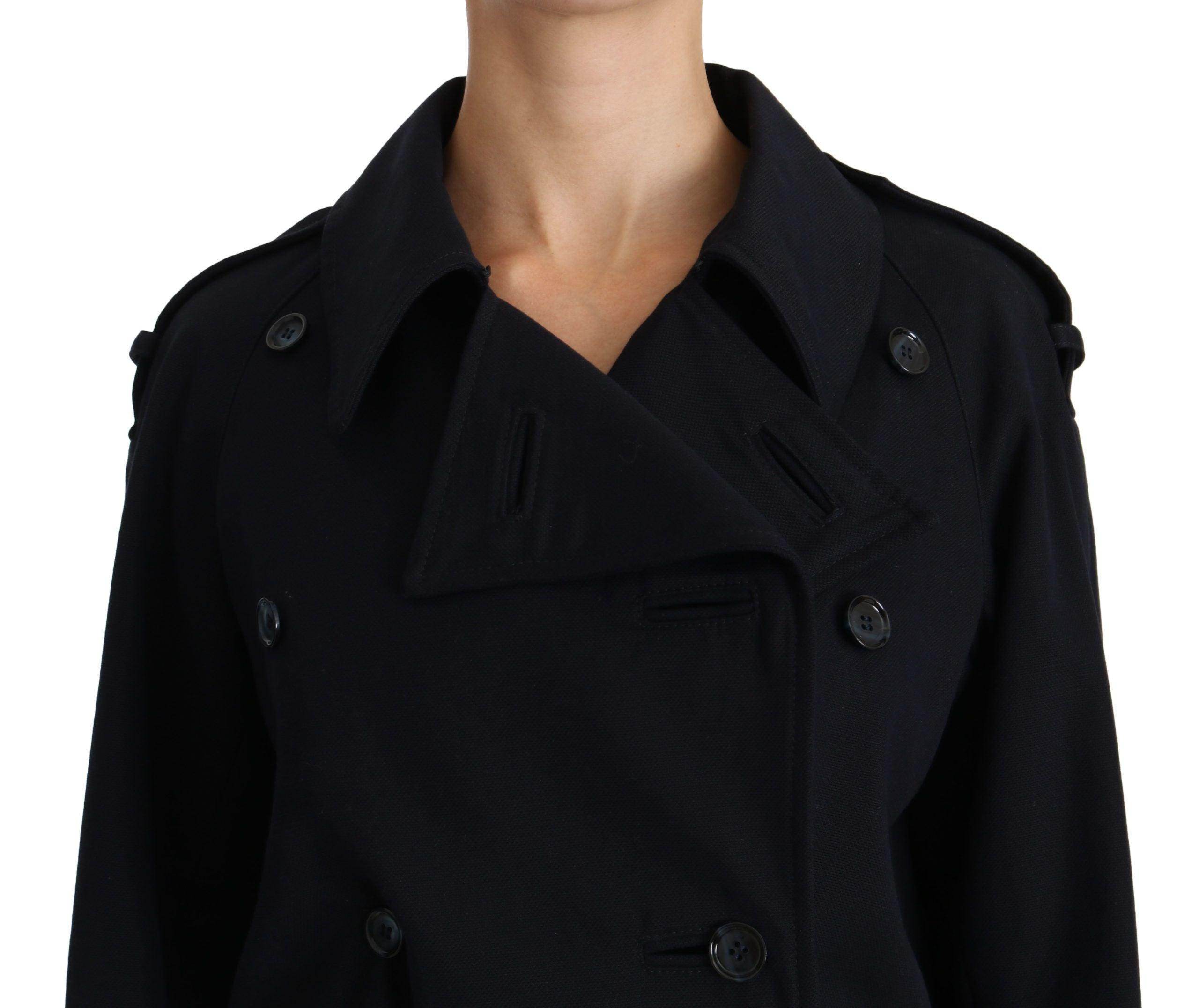 Dolce & Gabbana Coat Blue Cotton Women Trench Jacket - Hilstor