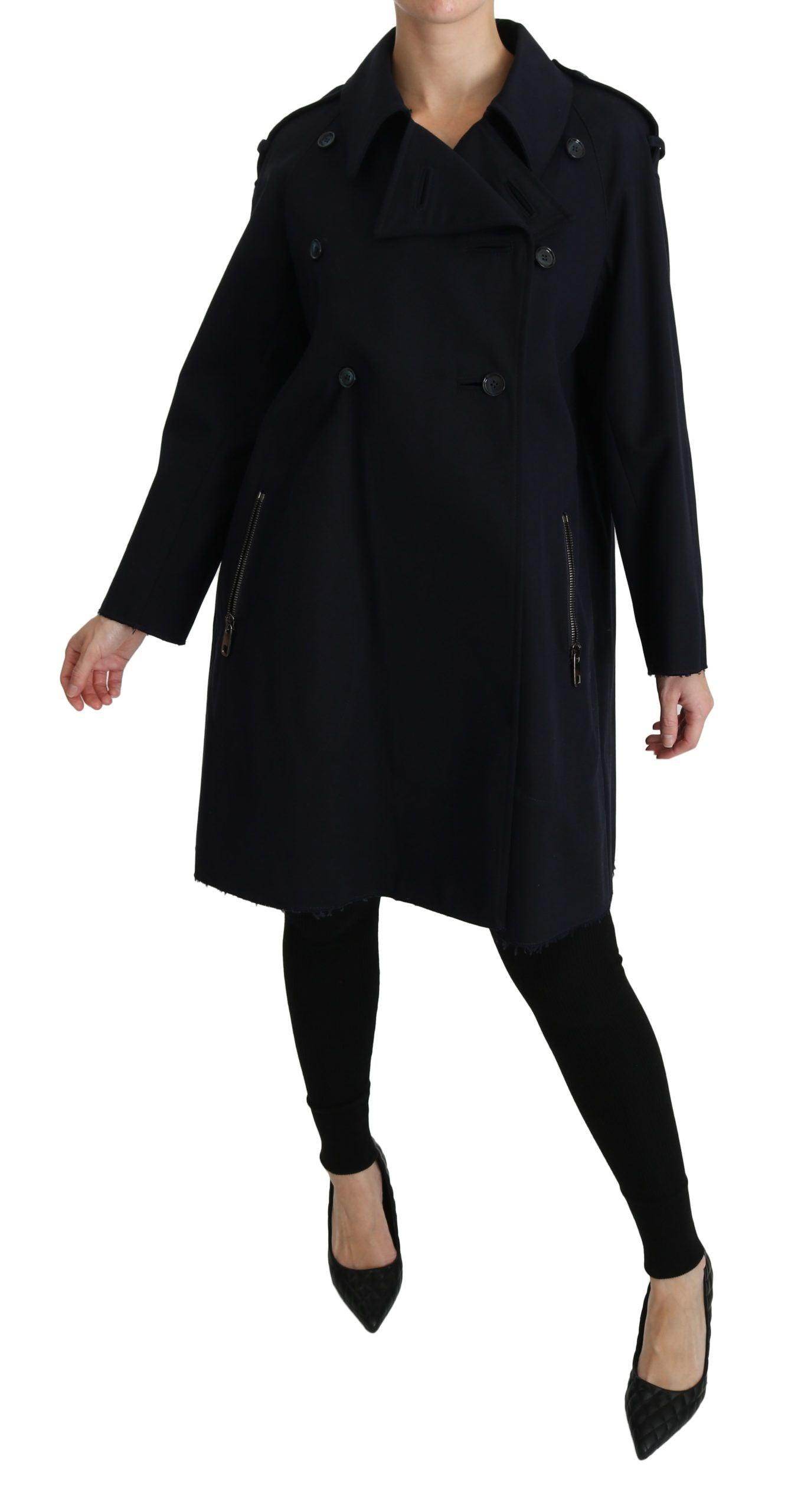 Dolce & Gabbana Coat Blue Cotton Women Trench Jacket - Hilstor