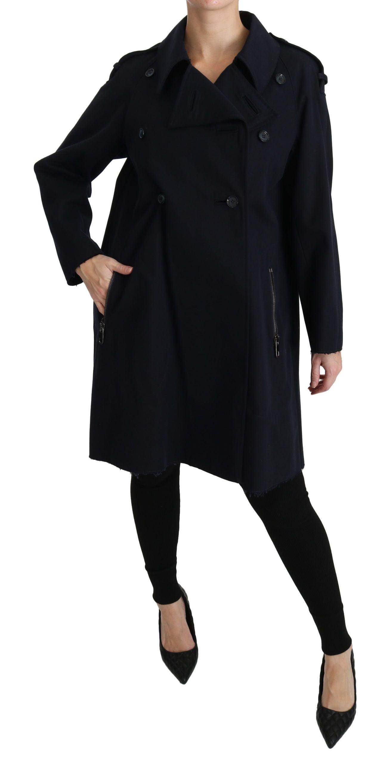 Dolce & Gabbana Coat Blue Cotton Women Trench Jacket - Hilstor
