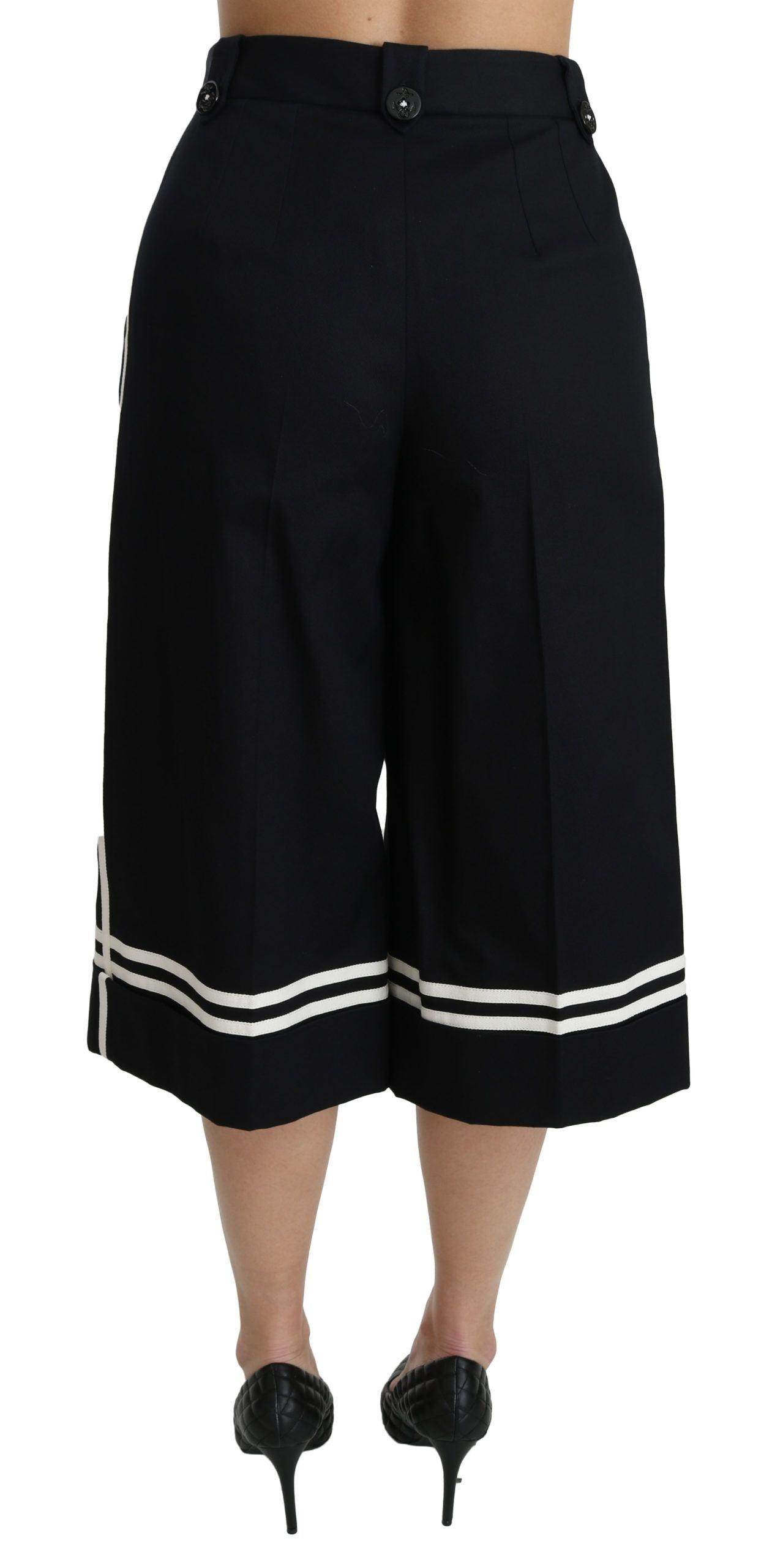 Dolce & Gabbana Black Lemon Embellished Palazzo Cropped Pants - Hilstor