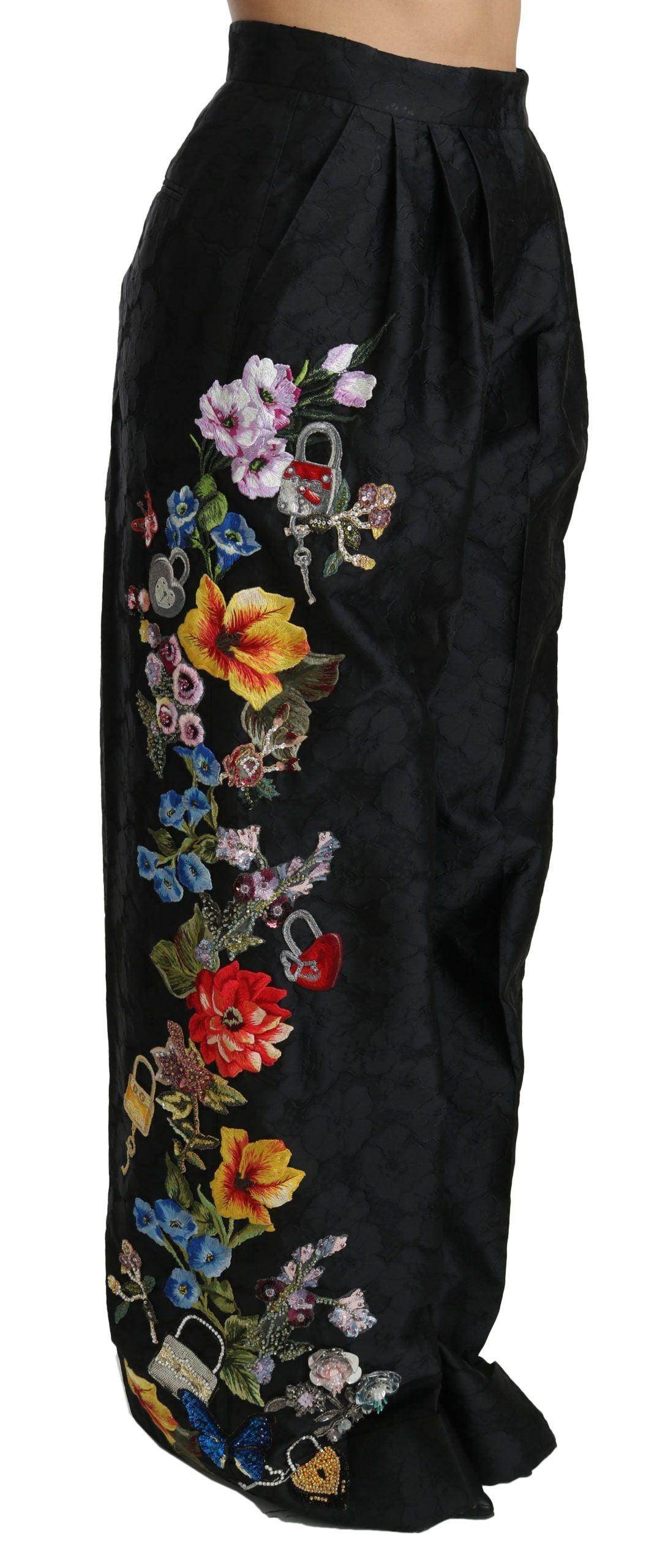 Dolce & Gabbana Elegant High Waist Wide Leg Floral Pants - Hilstor