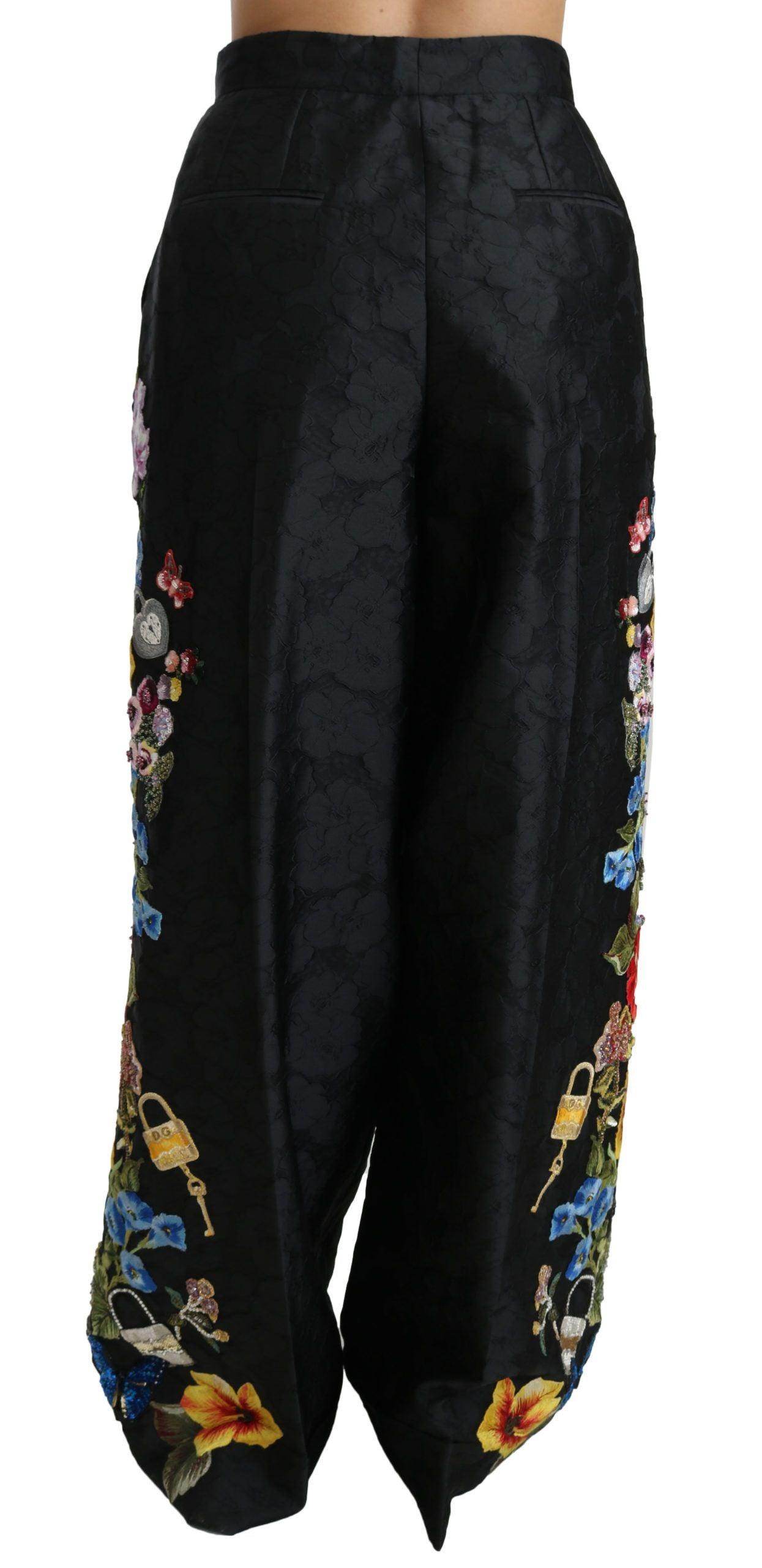 Dolce & Gabbana Elegant High Waist Wide Leg Floral Pants - Hilstor