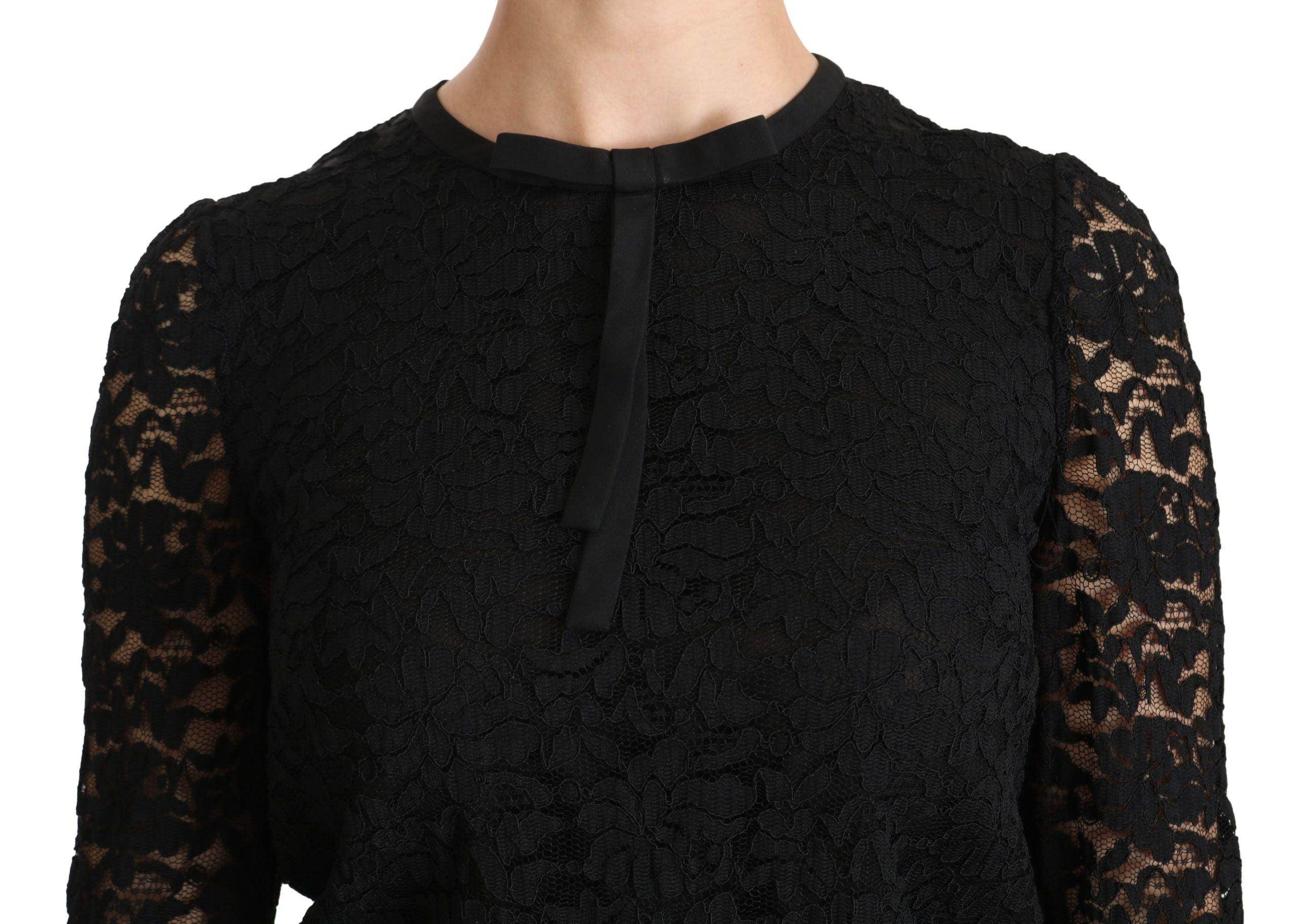 Dolce & Gabbana Black Lace Long Sleeve Nylon Blouse - Hilstor