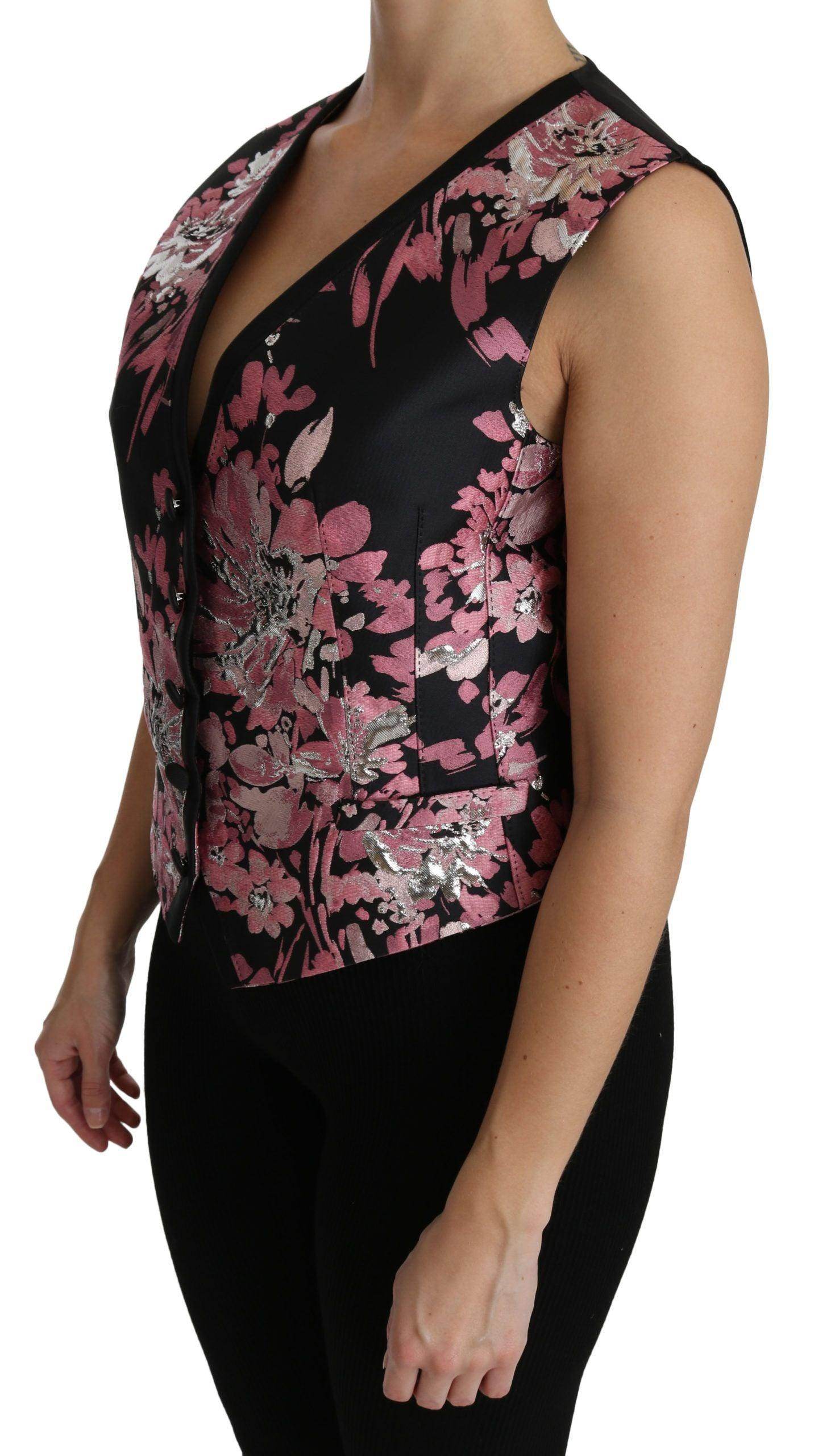 Dolce & Gabbana Elegant Floral Brocade Plunging Vest Top - Hilstor
