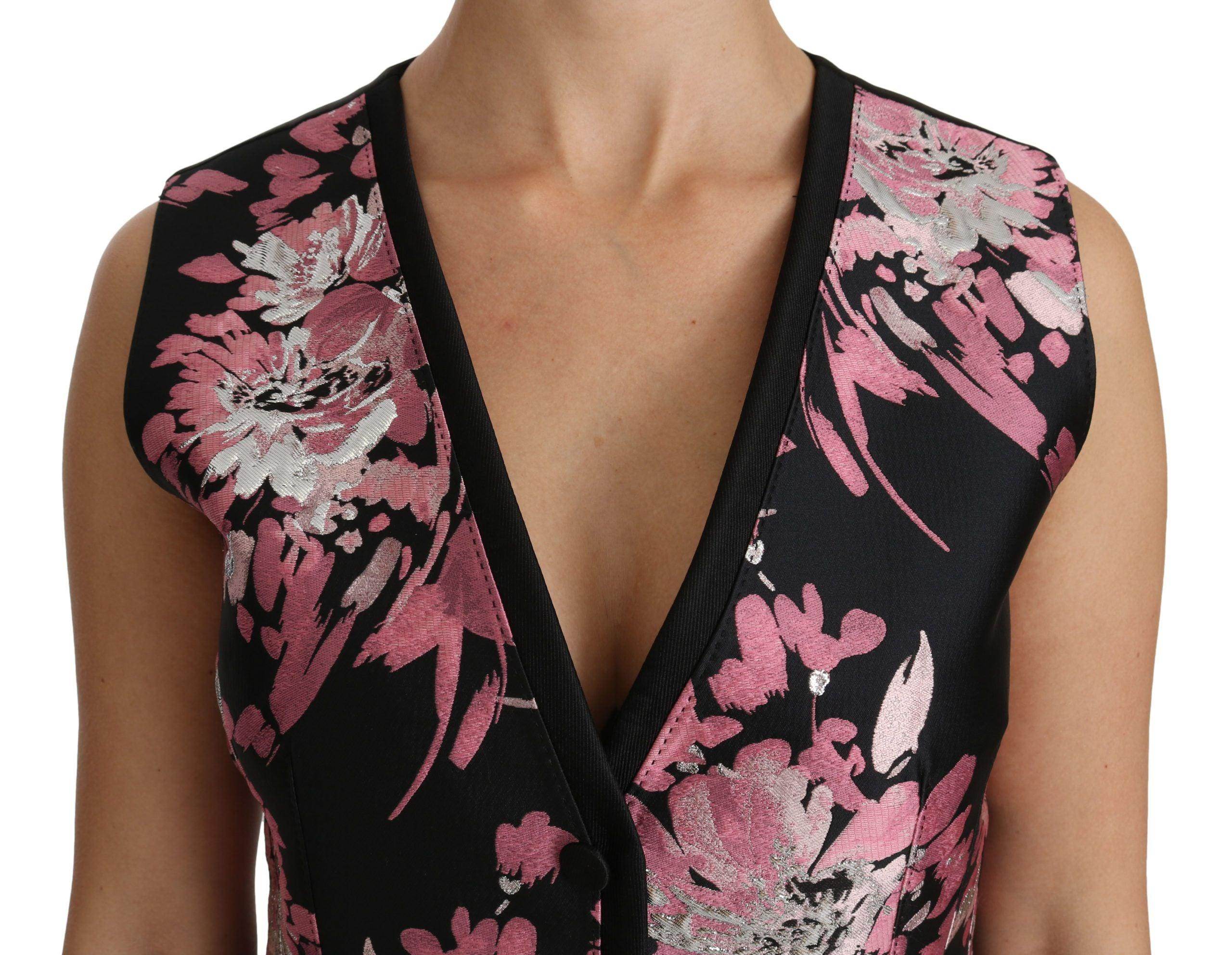 Dolce & Gabbana Elegant Floral Brocade Plunging Vest Top - Hilstor
