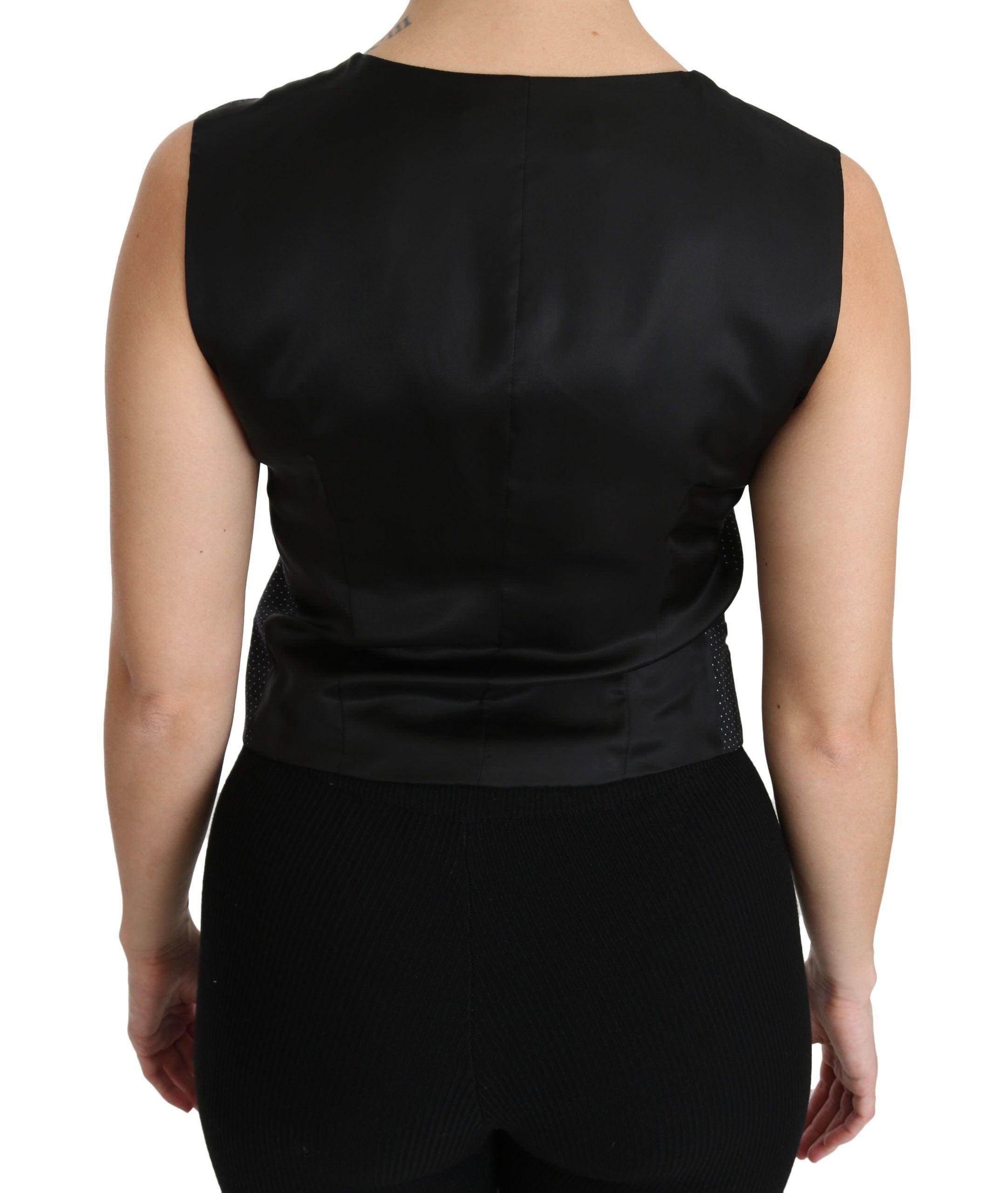 Dolce & Gabbana Chic Black Dotted Wool Blend Sleeveless Vest - Hilstor