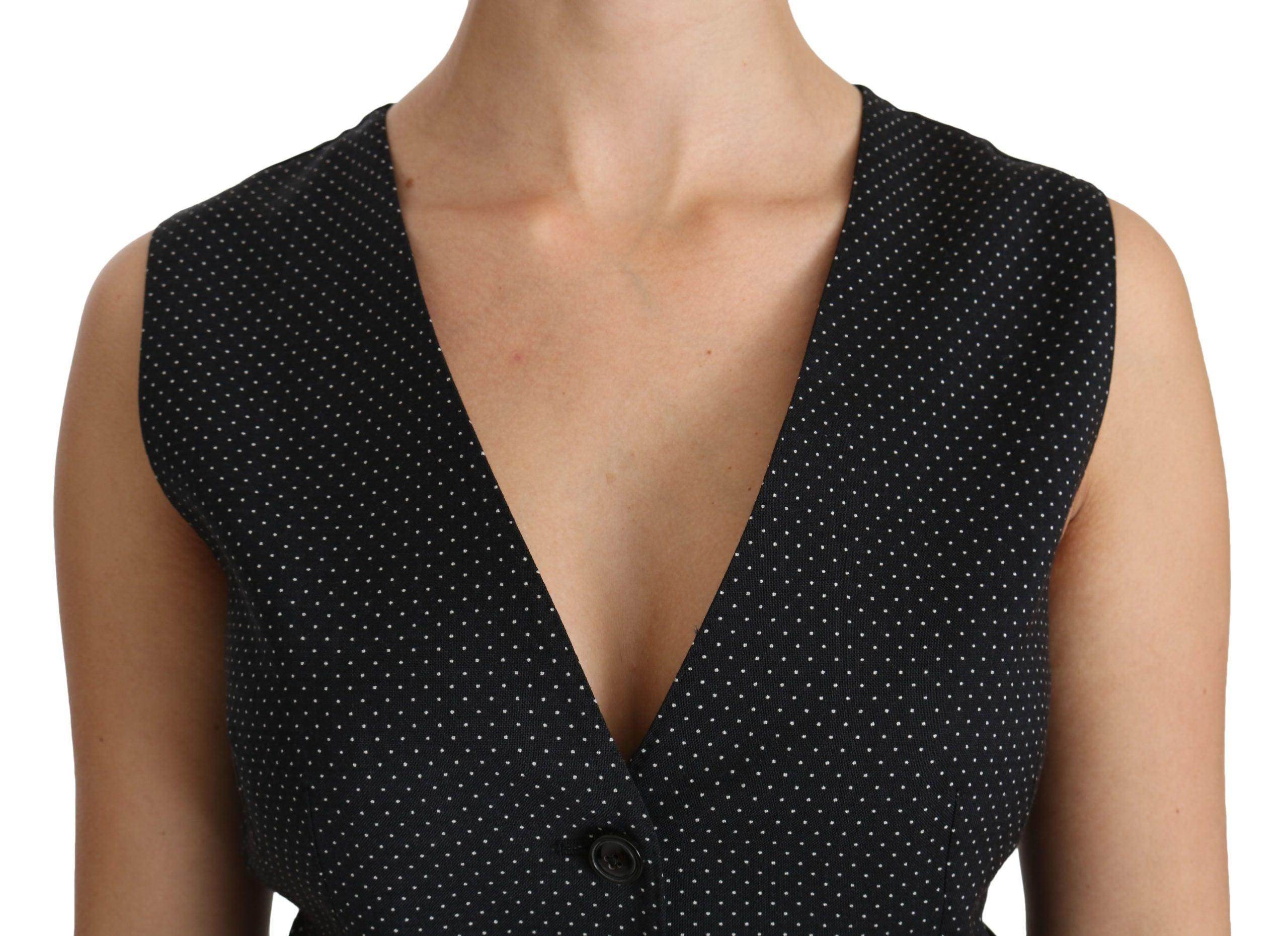 Dolce & Gabbana Chic Black Dotted Wool Blend Sleeveless Vest - Hilstor