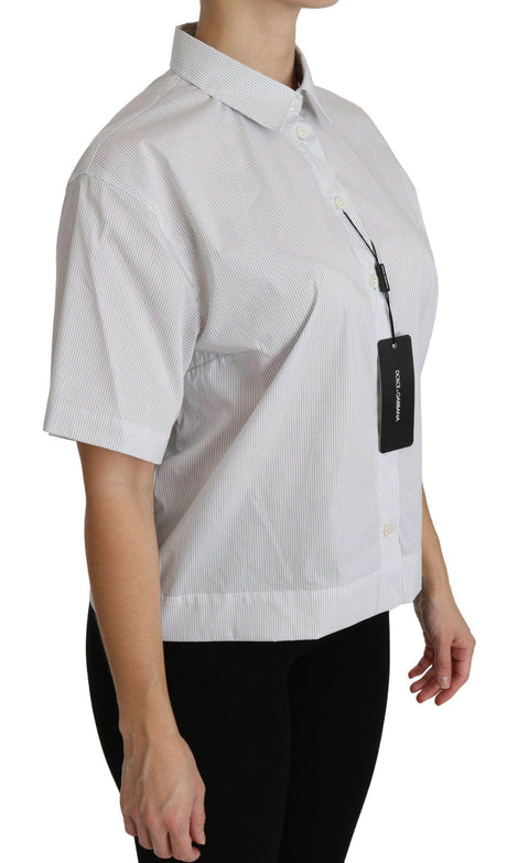 Dolce & Gabbana Elegant White Cotton Polo Top - Hilstor
