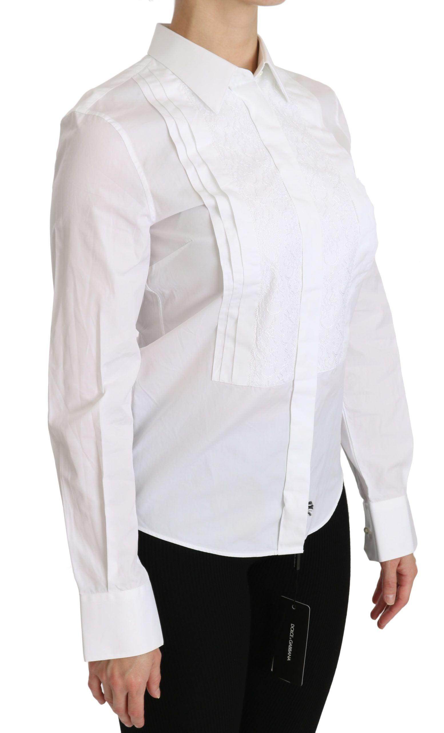 Dolce & Gabbana Elegant White Collared Long Sleeve Polo Top - Hilstor