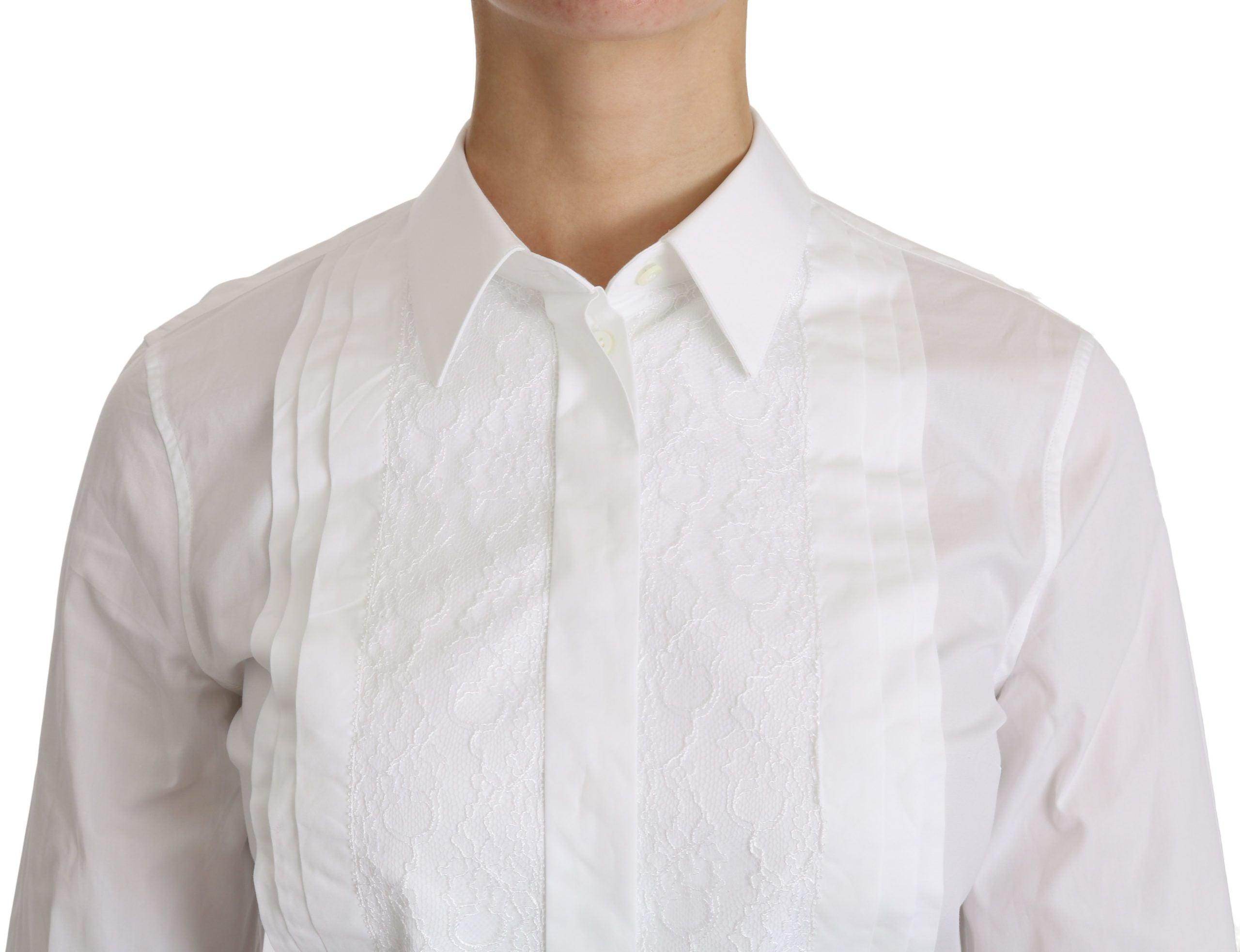 Dolce & Gabbana Elegant White Collared Long Sleeve Polo Top - Hilstor