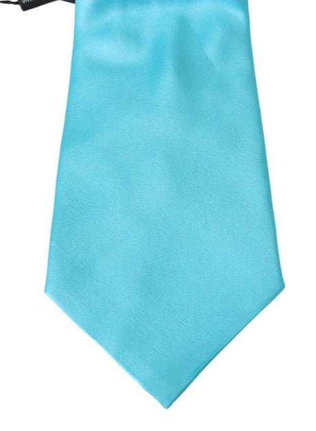 Dolce & Gabbana Light Blue Wide Mens Necktie Accessory 100% Silk Tie - Hilstor