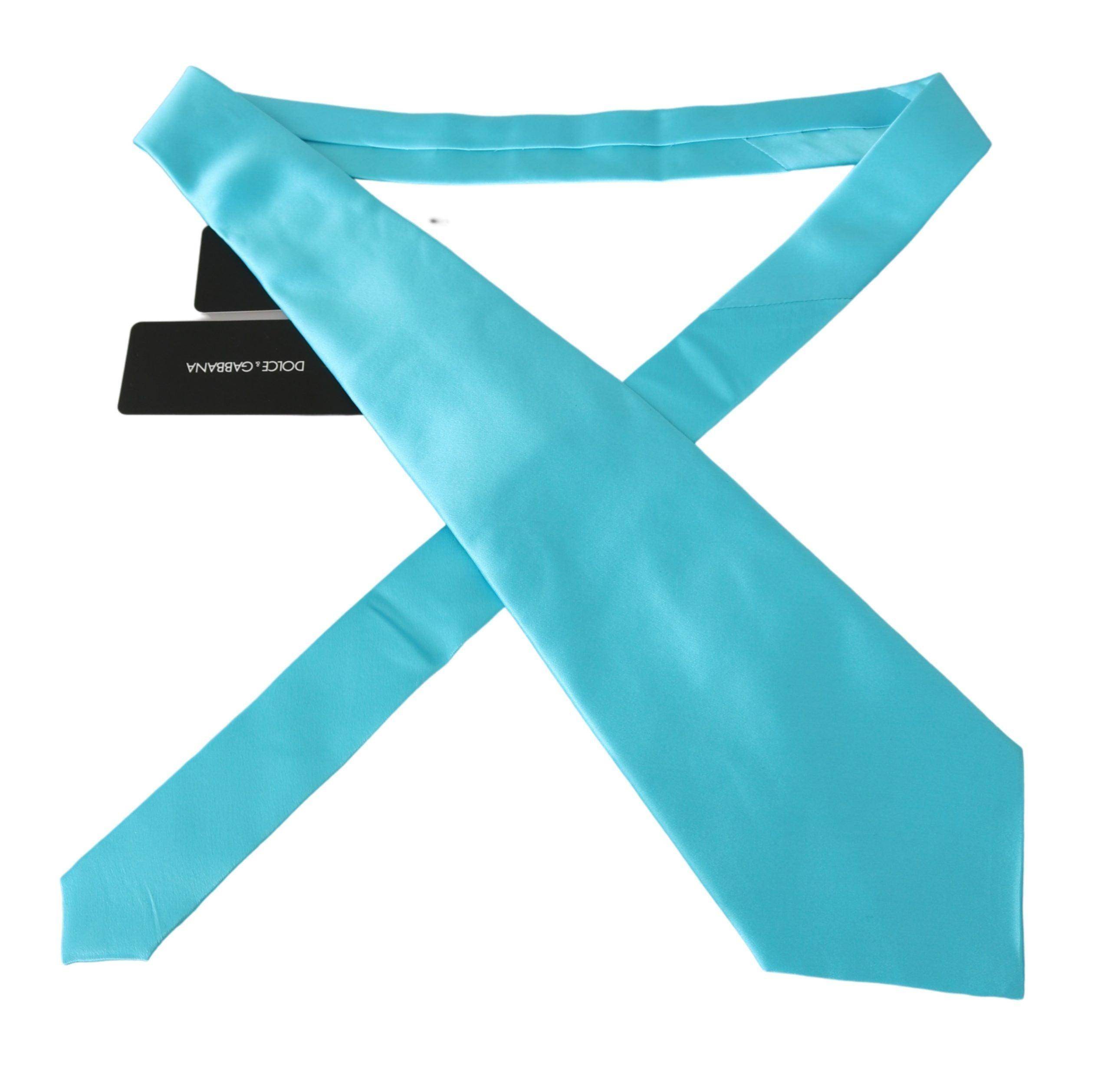 Dolce & Gabbana Light Blue Wide Mens Necktie Accessory 100% Silk Tie - Hilstor