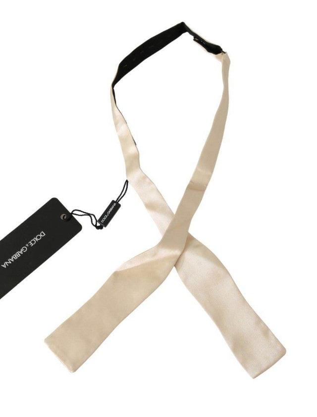Dolce & Gabbana Elegant Beige Silk Bowtie - Hilstor