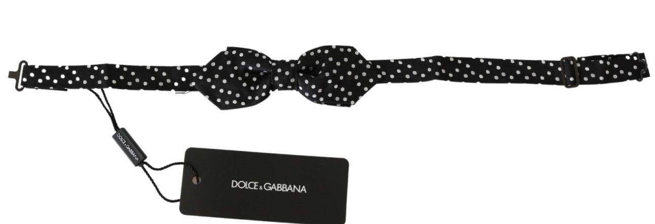 Dolce & Gabbana Black Polka Dots Mens Necktie Papillon 100% Silk Bow Tie - Hilstor
