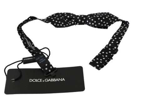 Dolce & Gabbana Black Polka Dots Mens Necktie Papillon 100% Silk Bow Tie - Hilstor