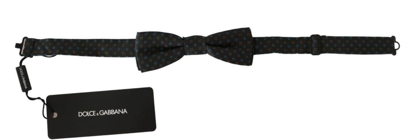 Dolce & Gabbana Gray Patterned Mens Necktie Papillon 100% Silk Bow Tie - Hilstor