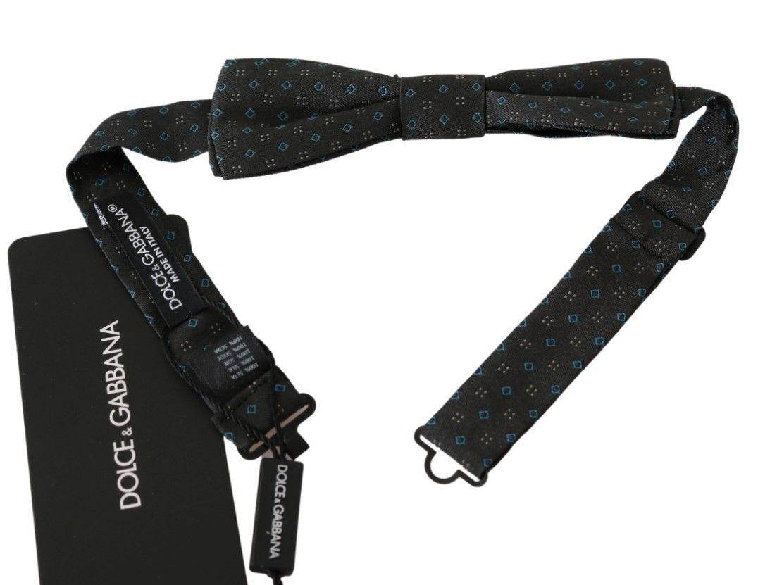 Dolce & Gabbana Gray Patterned Mens Necktie Papillon 100% Silk Bow Tie - Hilstor