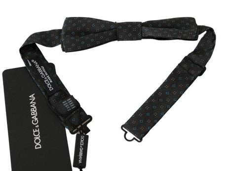 Dolce & Gabbana Gray Patterned Mens Necktie Papillon 100% Silk Bow Tie - Hilstor