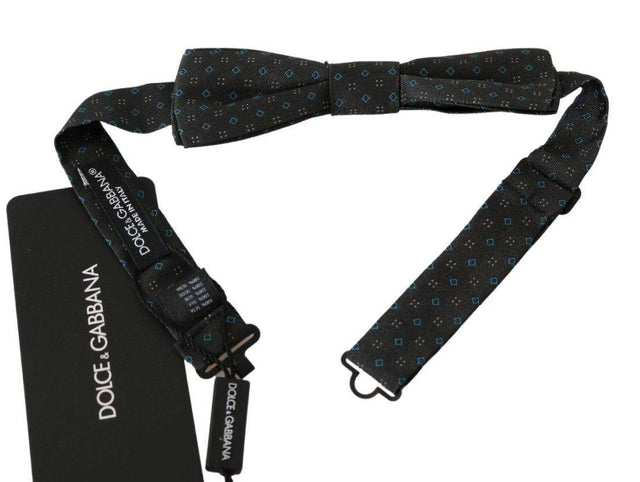 Dolce & Gabbana Gray Patterned Mens Necktie Papillon 100% Silk Bow Tie - Hilstor