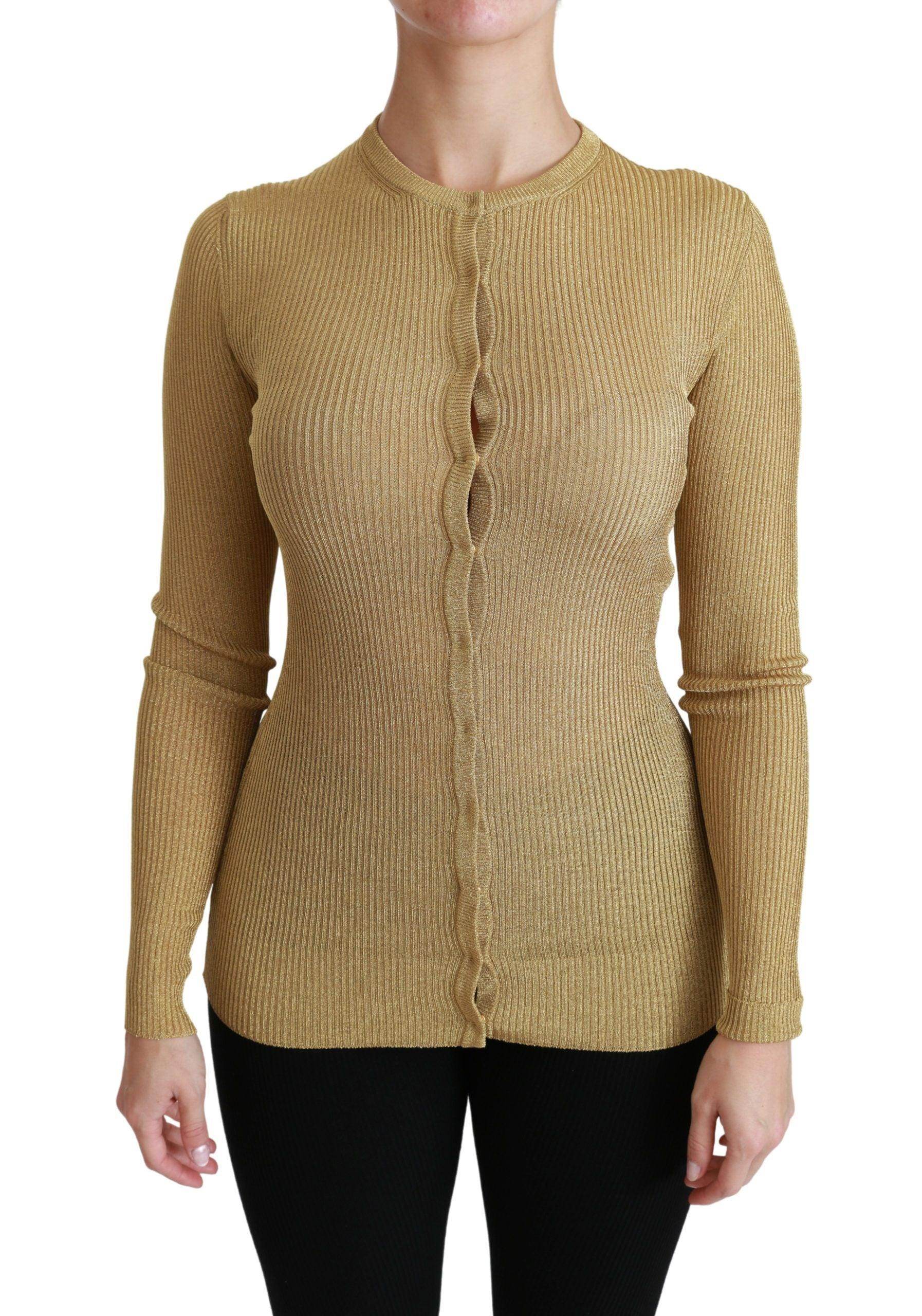 Dolce & Gabbana Gold Long Sleeve Cardigan Viscose Sweater - Hilstor