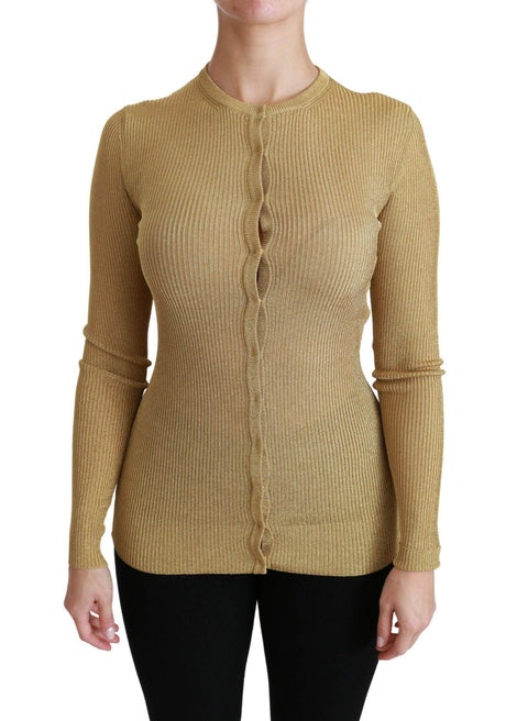 Dolce & Gabbana Gold Long Sleeve Cardigan Viscose Sweater - Hilstor