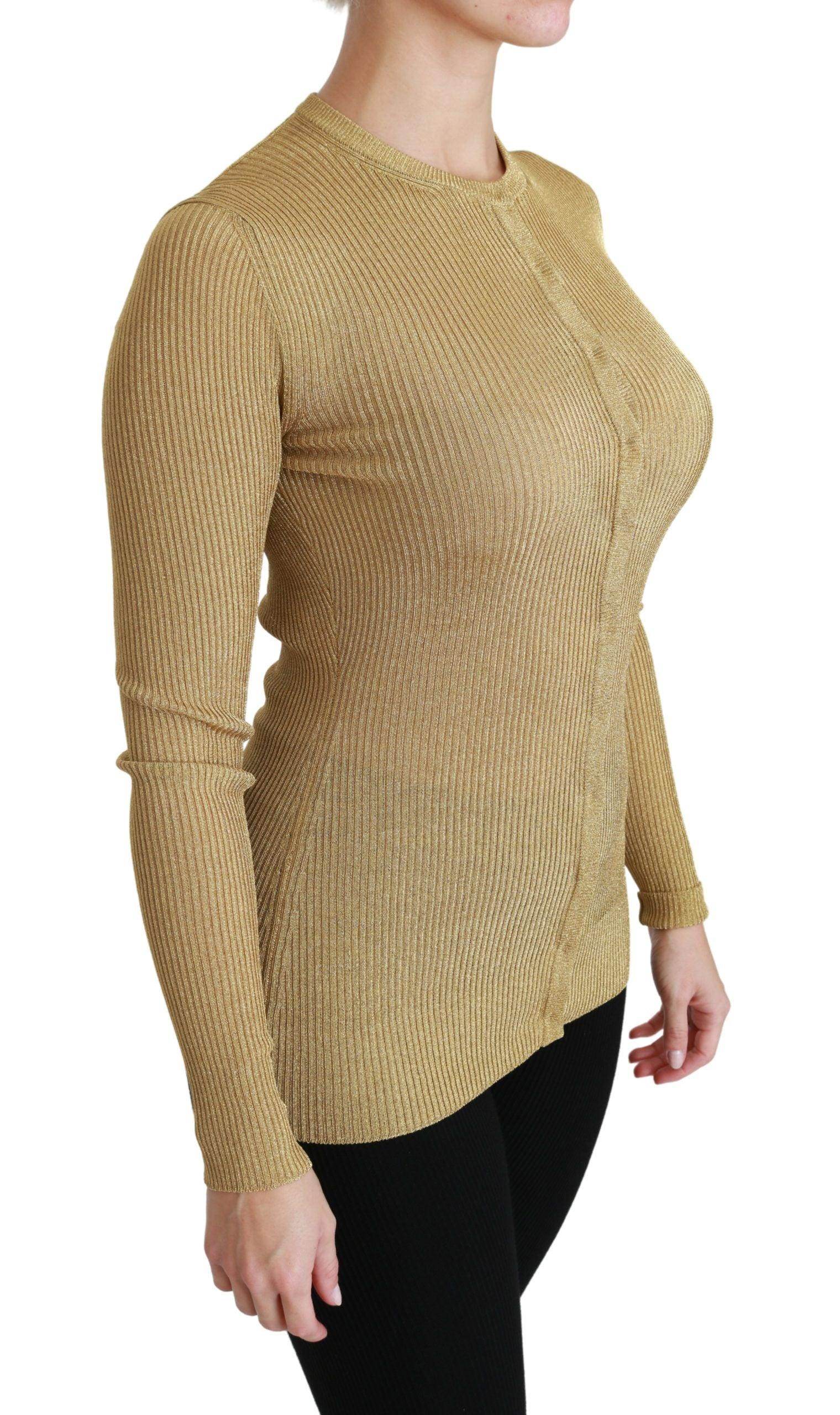 Dolce & Gabbana Gold Long Sleeve Cardigan Viscose Sweater - Hilstor