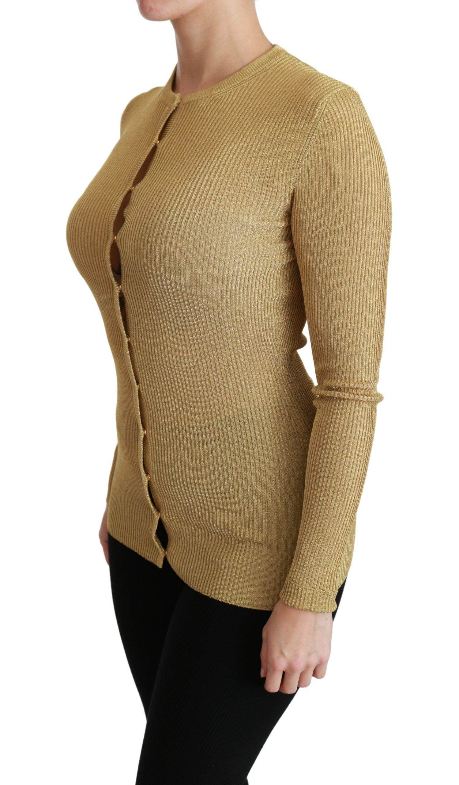Dolce & Gabbana Gold Long Sleeve Cardigan Viscose Sweater - Hilstor