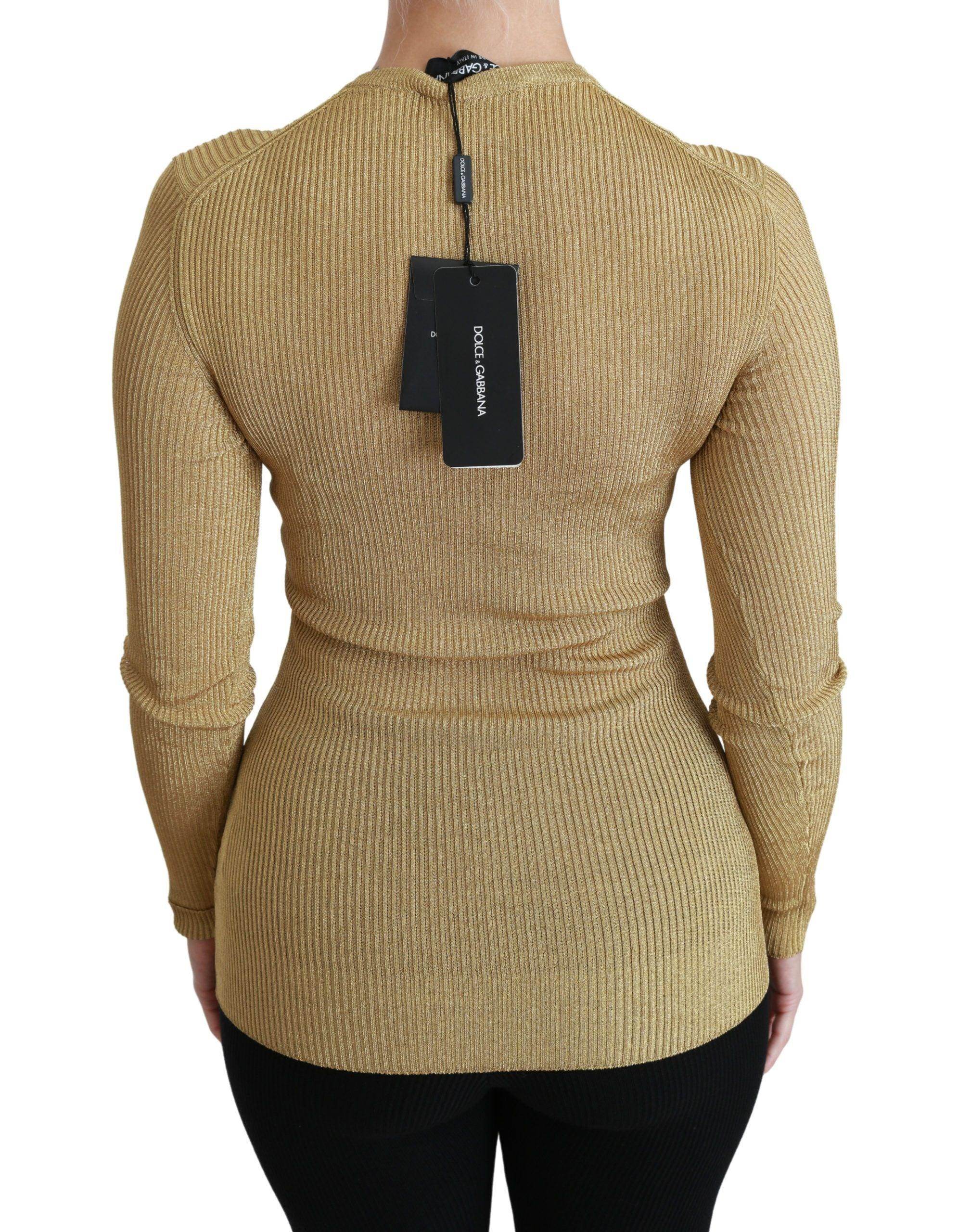 Dolce & Gabbana Gold Long Sleeve Cardigan Viscose Sweater - Hilstor