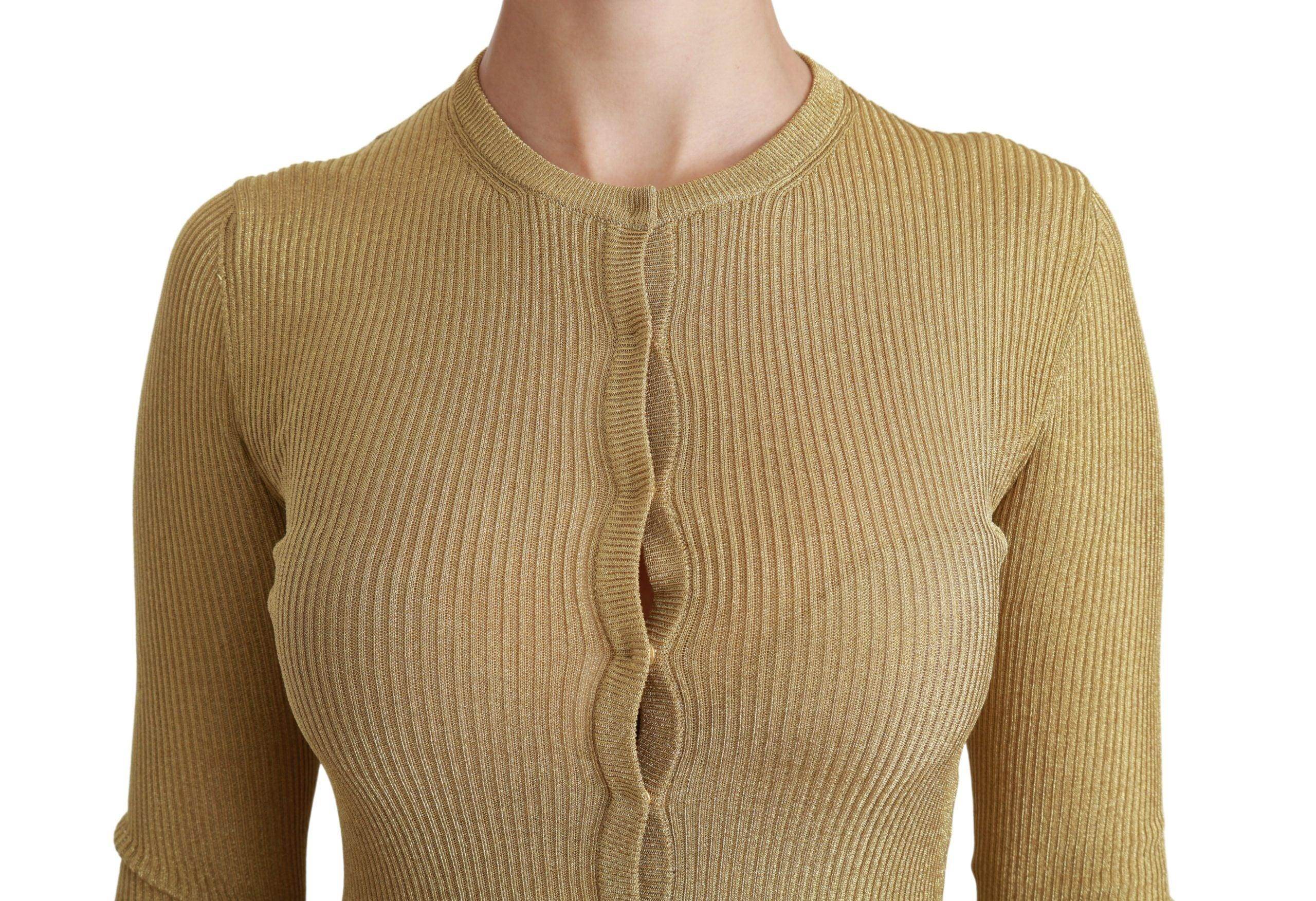 Dolce & Gabbana Gold Long Sleeve Cardigan Viscose Sweater - Hilstor