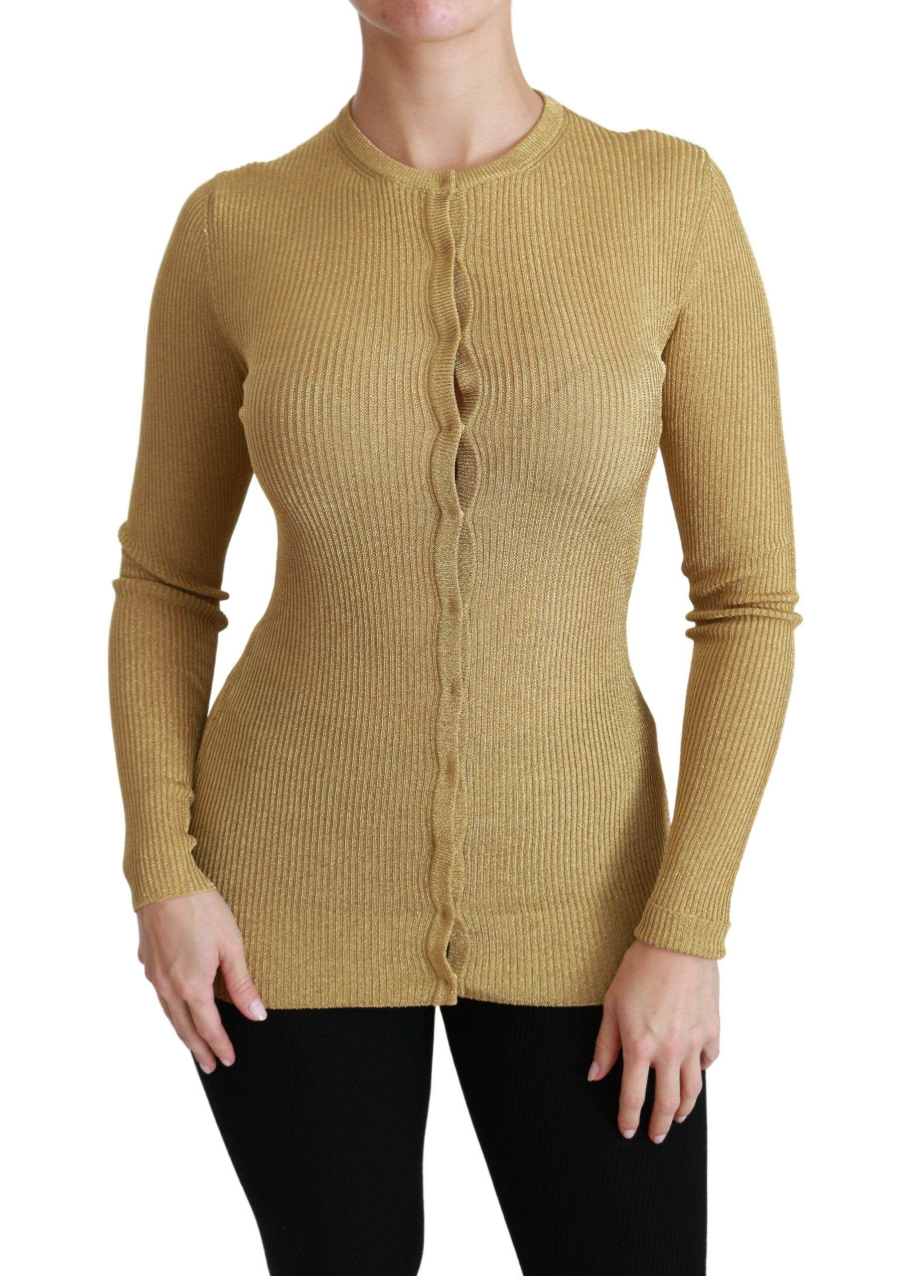 Dolce & Gabbana Gold Long Sleeve Cardigan Viscose Sweater - Hilstor