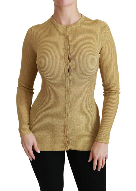 Dolce & Gabbana Gold Long Sleeve Cardigan Viscose Sweater - Hilstor