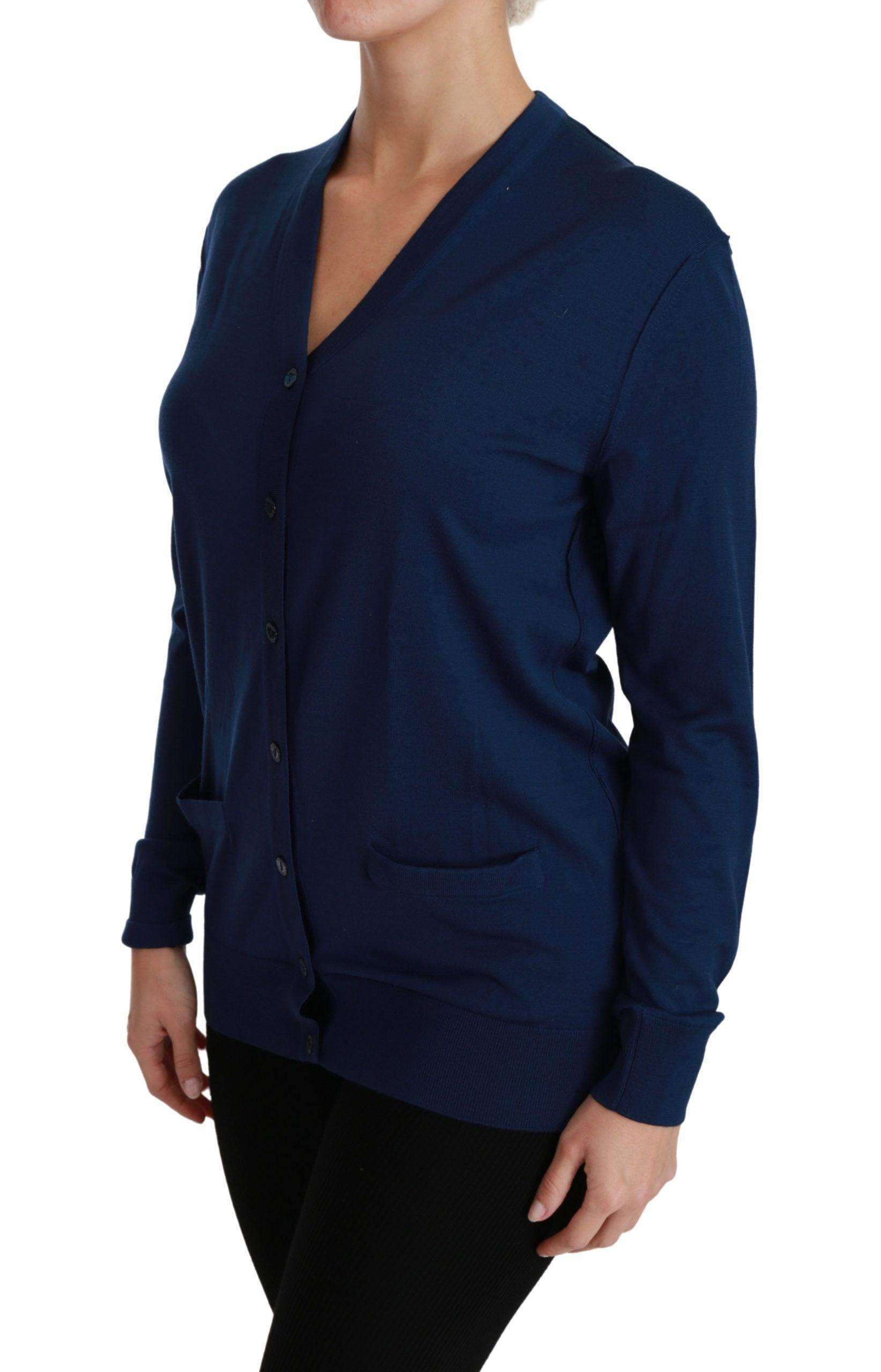Dolce & Gabbana Blue Button Cardigan Virgin Wool Sweater - Hilstor