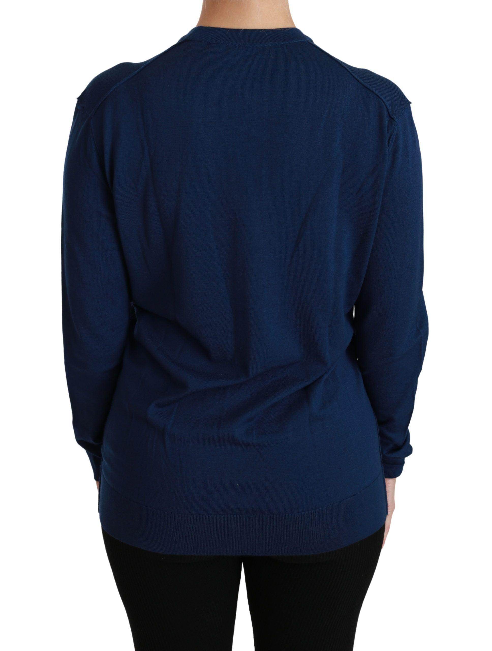Dolce & Gabbana Blue Button Cardigan Virgin Wool Sweater - Hilstor